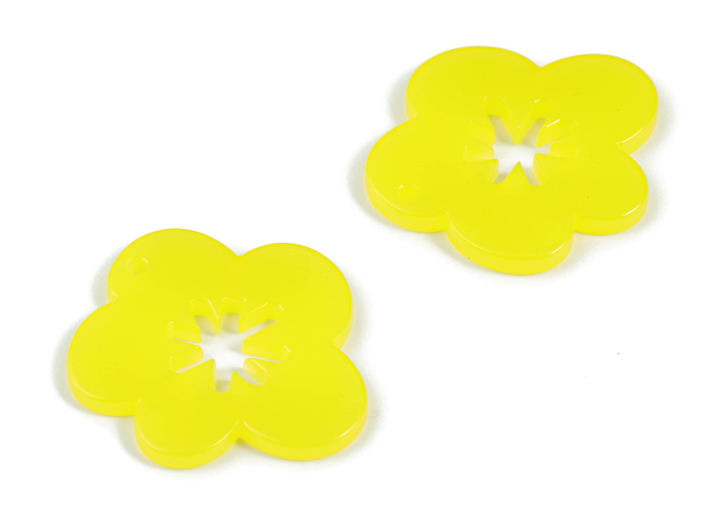 Acrylic Snowflake Flower Earring Charms - Acrylic Yellow Flower Earrings - Jewelry Supplies - Color Code:A533- 30.6x27.5x2.4mm - AC2132-A533 - DOMEDBAZAAR