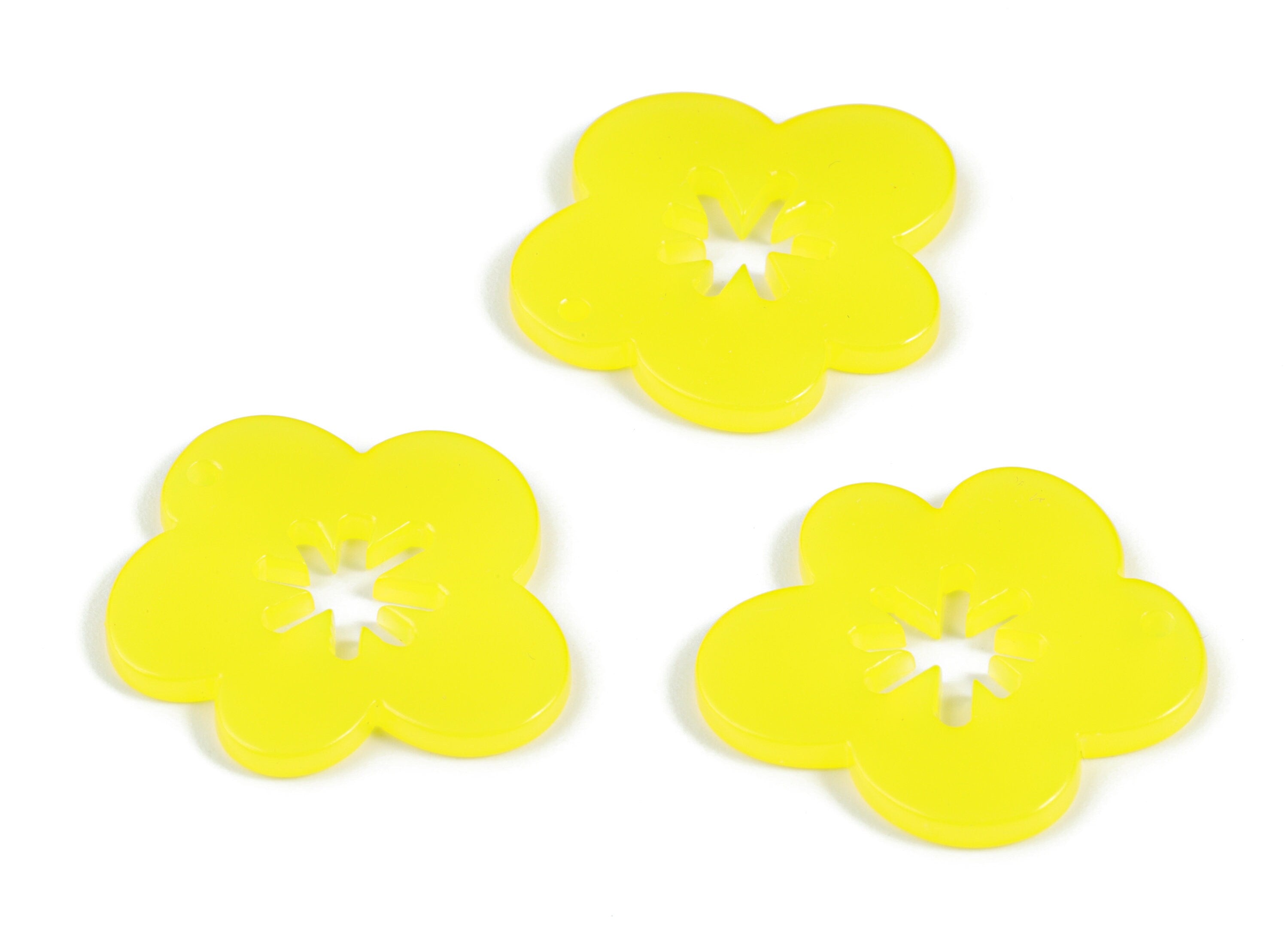 Acrylic Snowflake Flower Earring Charms - Acrylic Yellow Flower Earrings - Jewelry Supplies - Color Code:A533- 30.6x27.5x2.4mm - AC2132-A533 - DOMEDBAZAAR