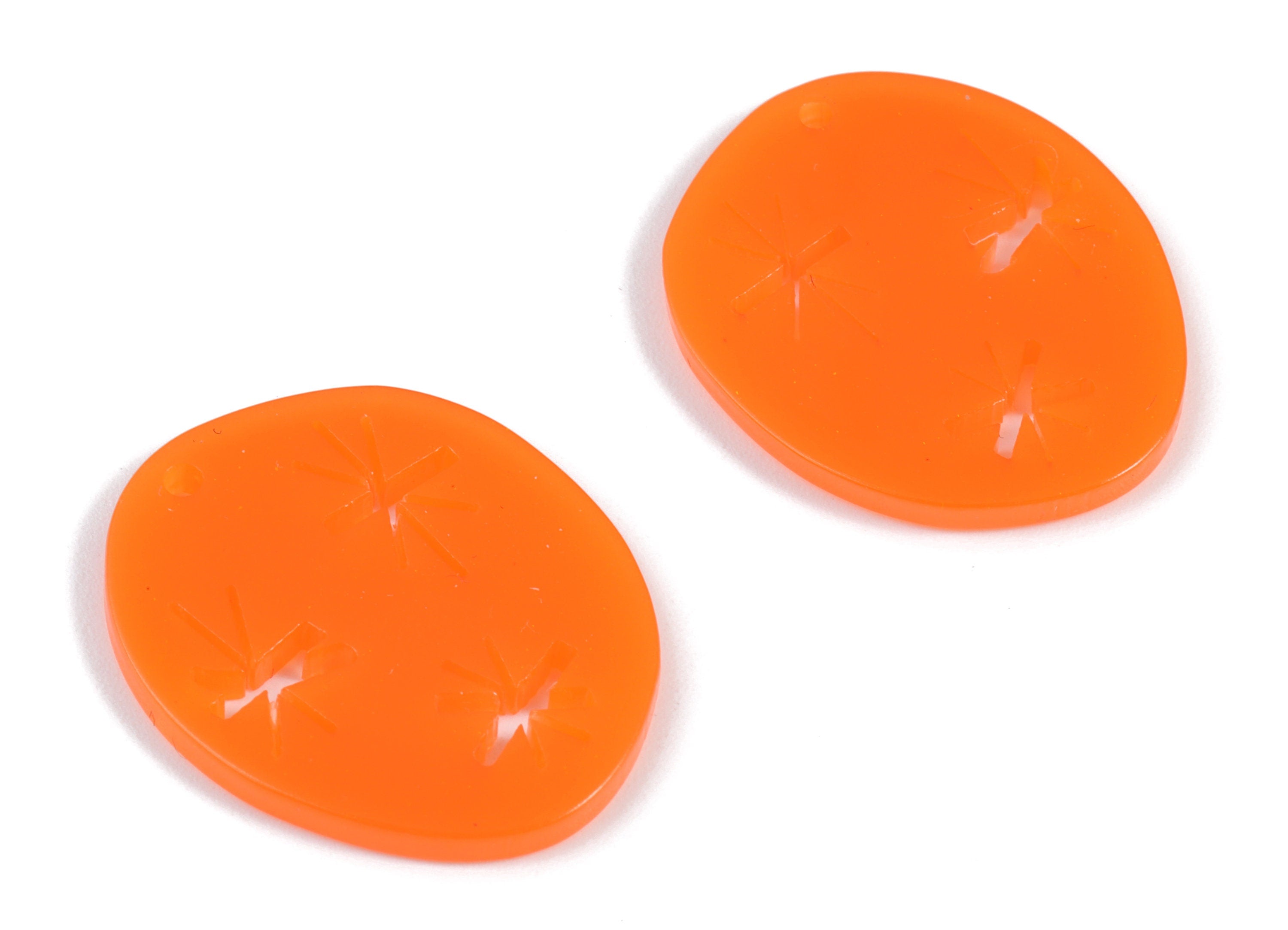 Bead door window curtain - Acrylic Snowflake Round Orange wind bell chimes - Circle Earring Charm - Color Code:A532- 29x24x3mm - AC2131-A532 - DOMEDBAZAAR