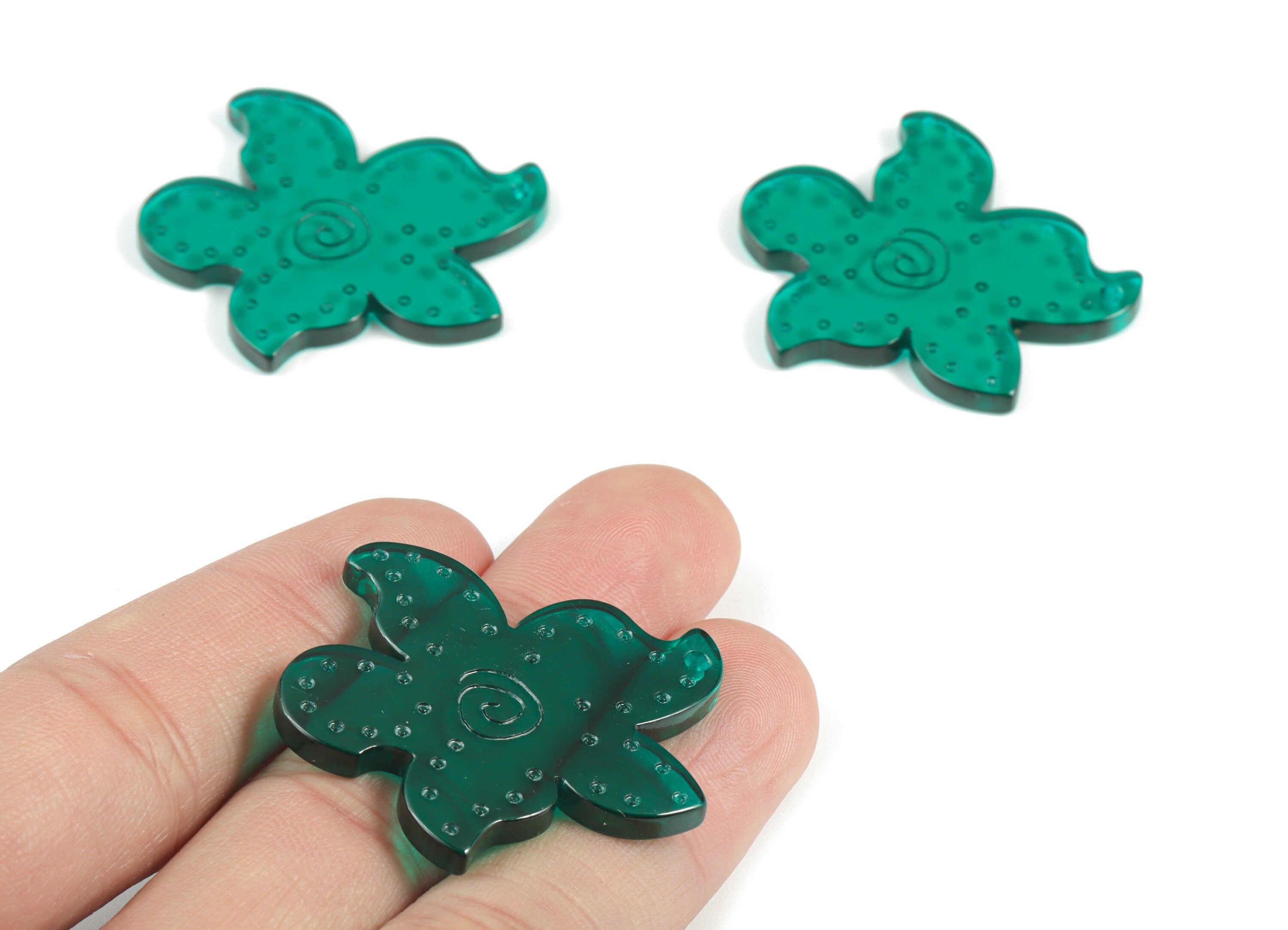 Bead door window curtain - Acrylic Green Flower wind bell chimes - Circle Earring Charms - Color Code:A463- 37.94x35.58x2.99mm - AC2133-A463 - DOMEDBAZAAR