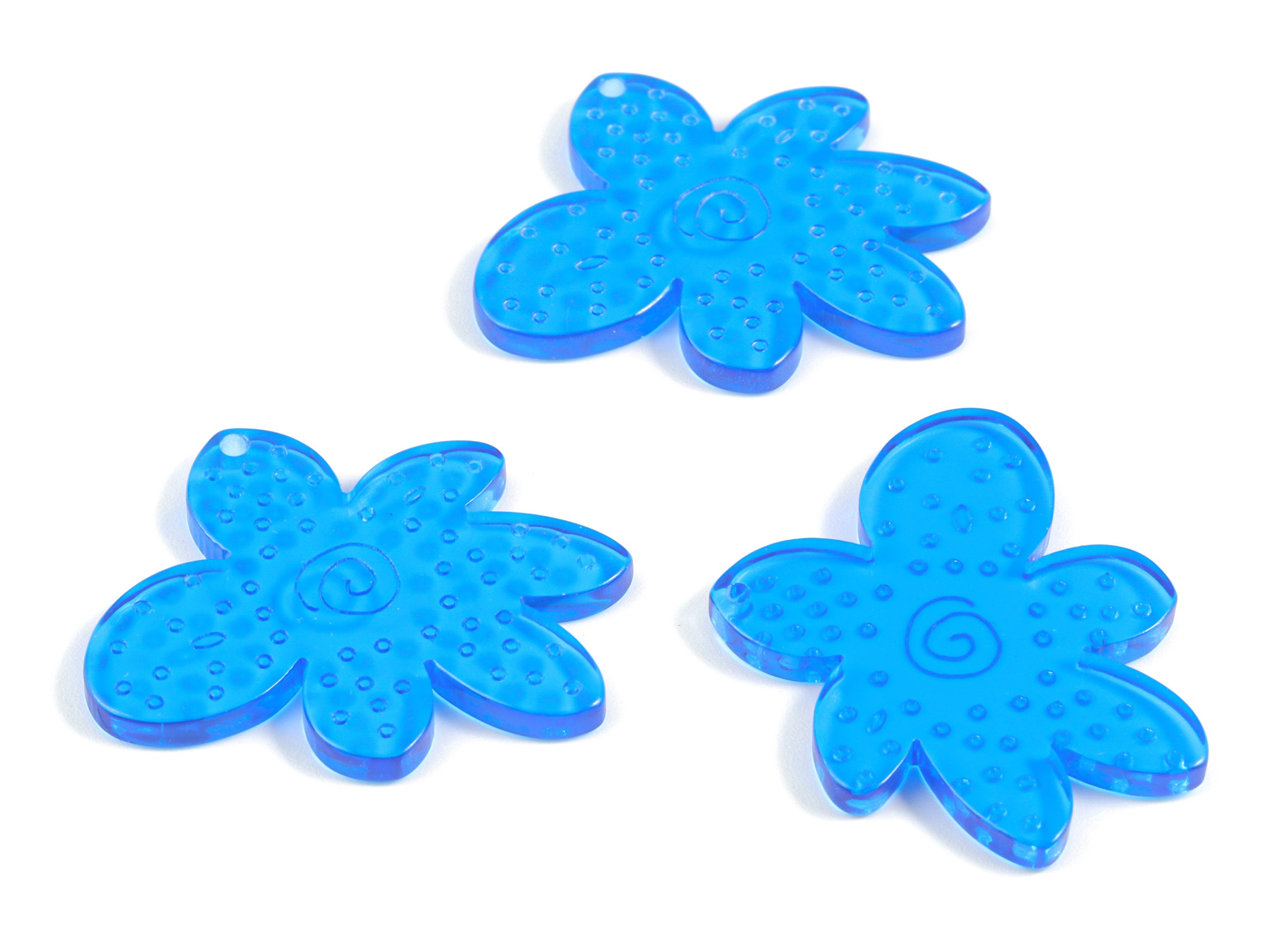 Acrylic Blue Leaf Earring Charms - Acrylic Flower Earrings - Jewelry Supplies - Color Code:A464- 37.94x35.58x2.99mm - AC2147-A464 - DOMEDBAZAAR