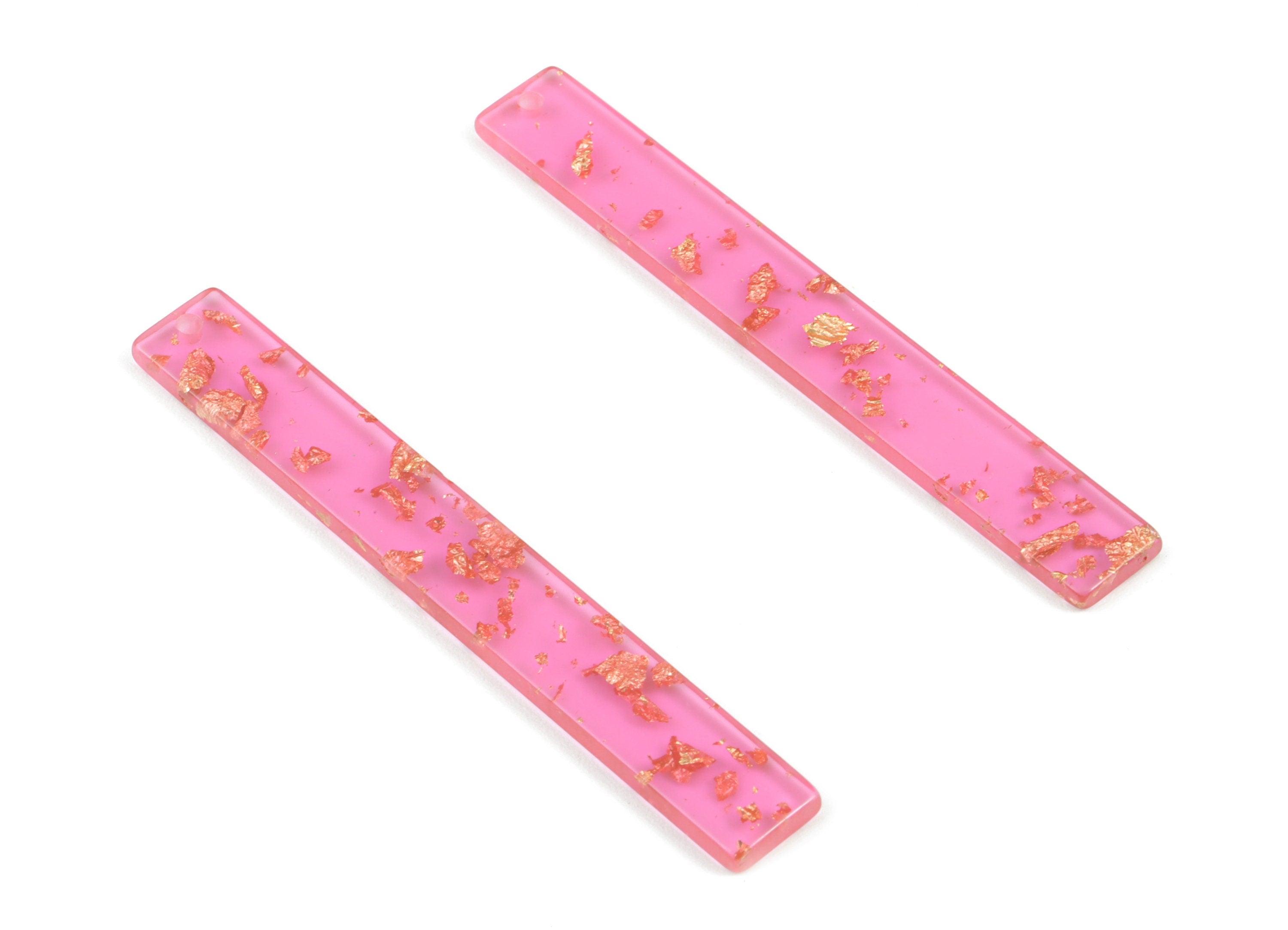 Acrylic Stick Charms - Gold Red Foil & Confetti - Bar Earrings and Pendant - Color Code: A444 - 59.7x7.8x2.5mm - AC1049-A444 - DOMEDBAZAAR