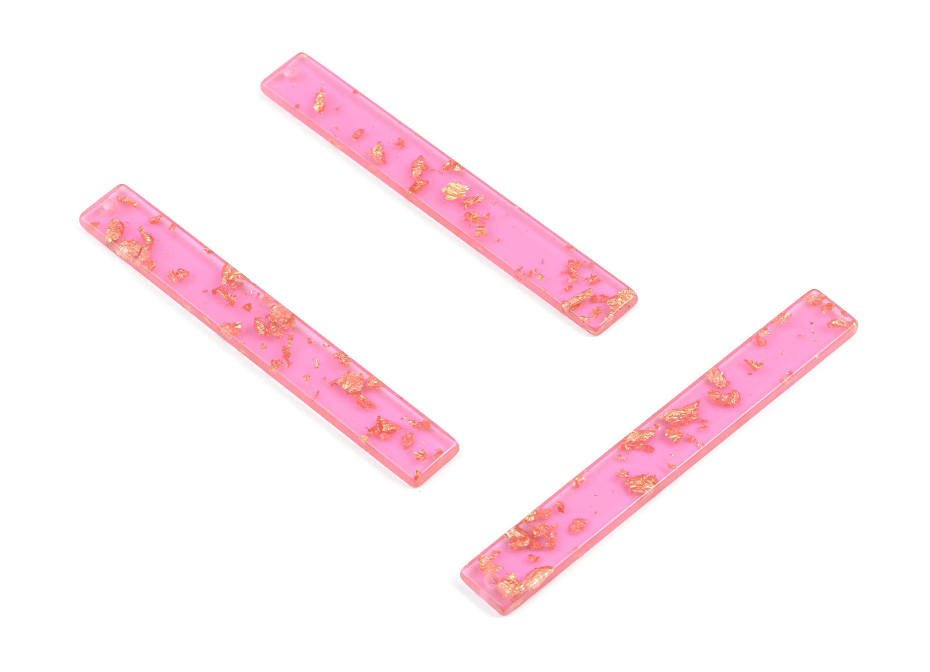 Acrylic Stick Charms - Gold Red Foil & Confetti - Bar Earrings and Pendant - Color Code: A444 - 59.7x7.8x2.5mm - AC1049-A444 - DOMEDBAZAAR