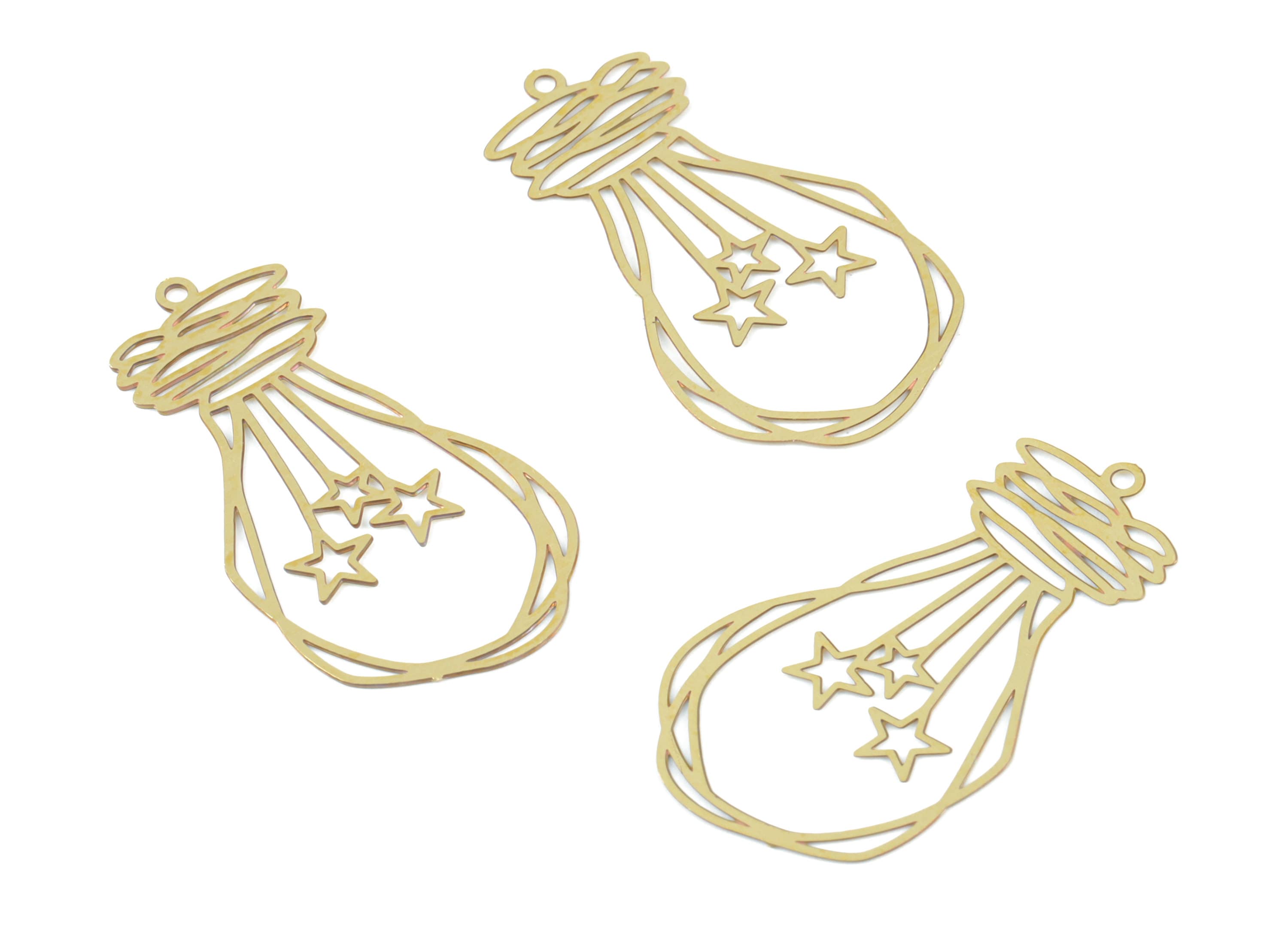Brass Balloon Stars Pendant - Raw Brass Balloon Earring Charms - Earring Findings - Jewelry Supplies - 34.16x18.21x0.27mm - JJB6500 - DOMEDBAZAAR