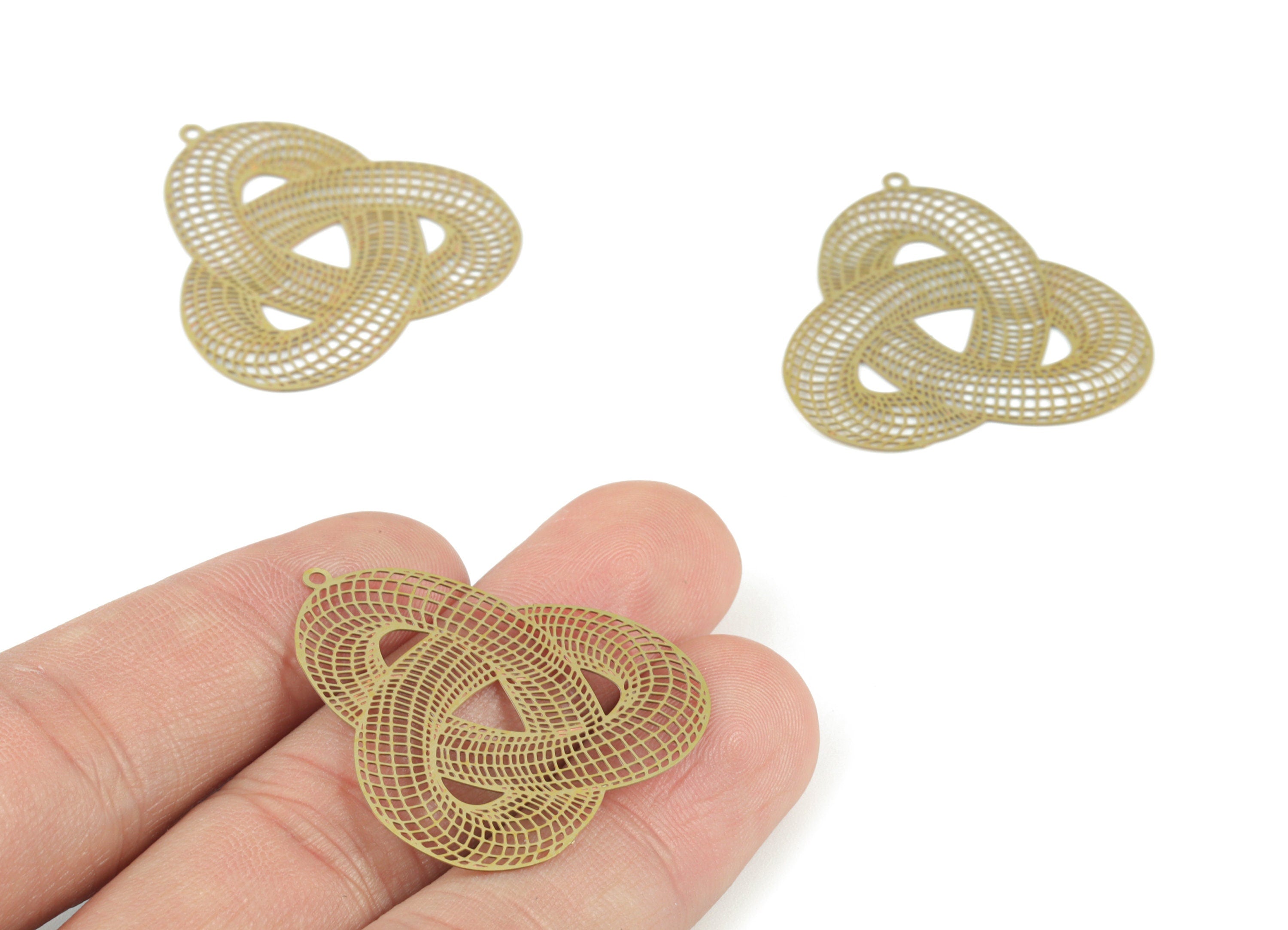 Brass Knot Line Pendant - Raw Brass Knot Earring Charms - Earring Findings - Jewelry Supplies - 34.06x33.09x0.27mm - JJB6481 - DOMEDBAZAAR