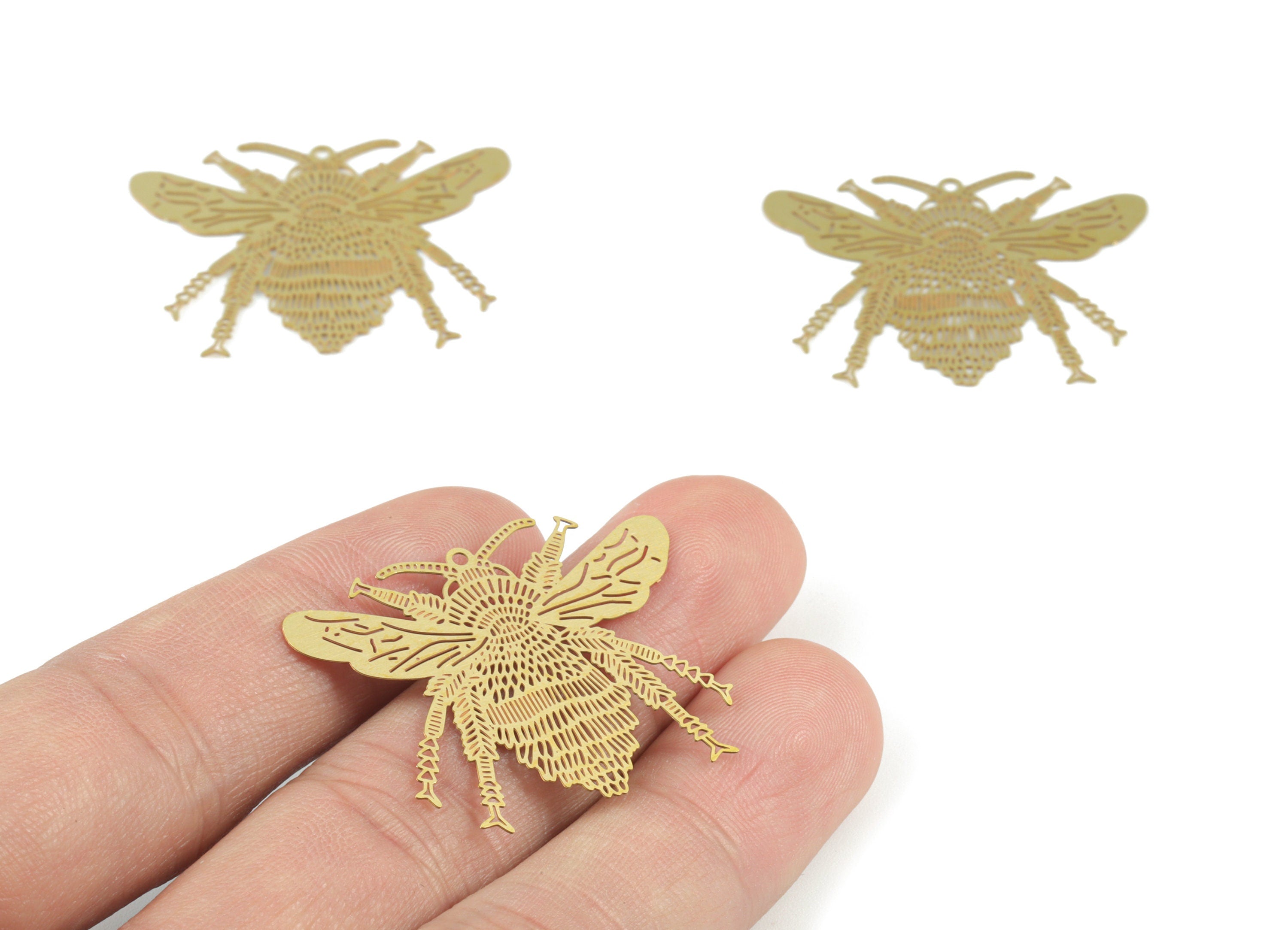 Brass Fly Earring Charms - Raw Brass Fly Pendant - Earring Findings - Jewelry Supplies - 36.01x28.23x0.27mm - JJB6488 - DOMEDBAZAAR