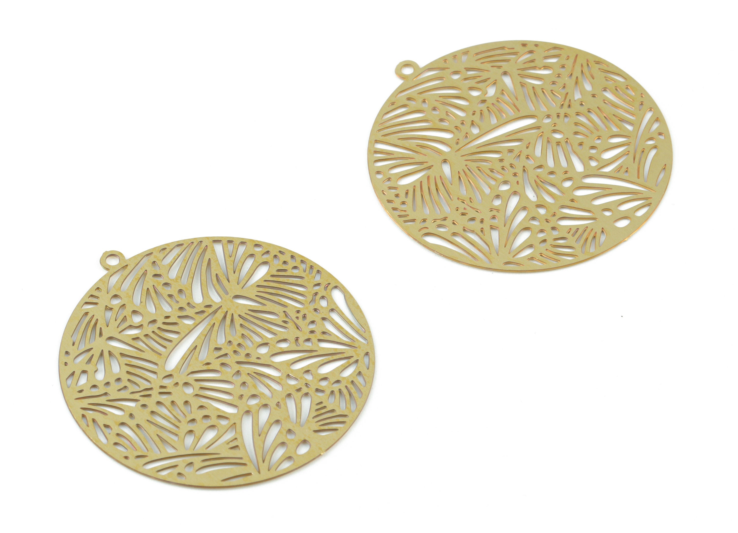 Brass Round Pendant - Raw Brass Circle Earring Charms - Earring Findings - Jewelry Supplies - 32.16x30.04x0.28mm - JJB6502 - DOMEDBAZAAR