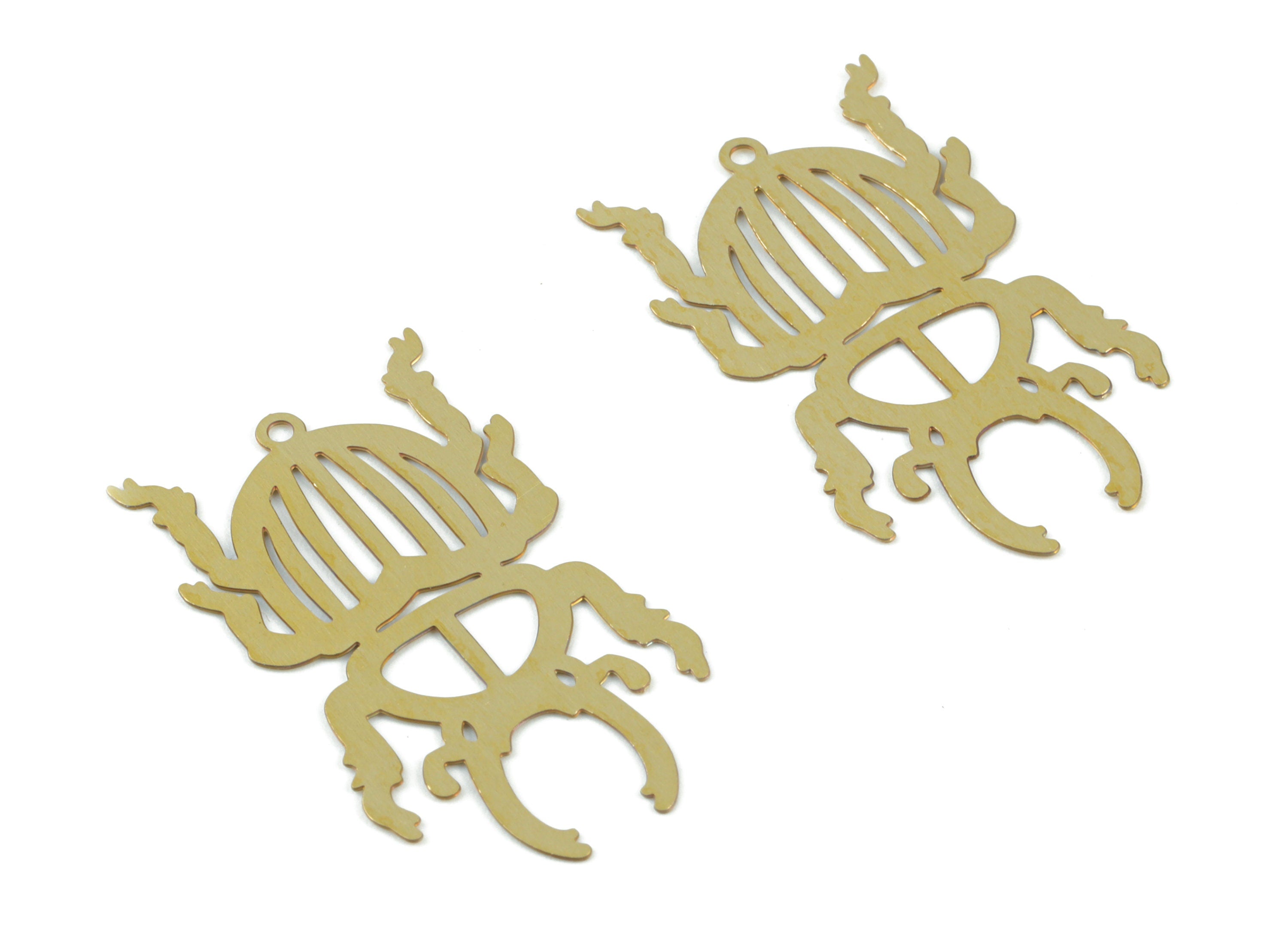 Brass Beetle Earring Charms - Raw Brass Beetle Pendant - Earring Findings - Jewelry Supplies - 32.04x18.99x0.3mm - JJB6499 - DOMEDBAZAAR