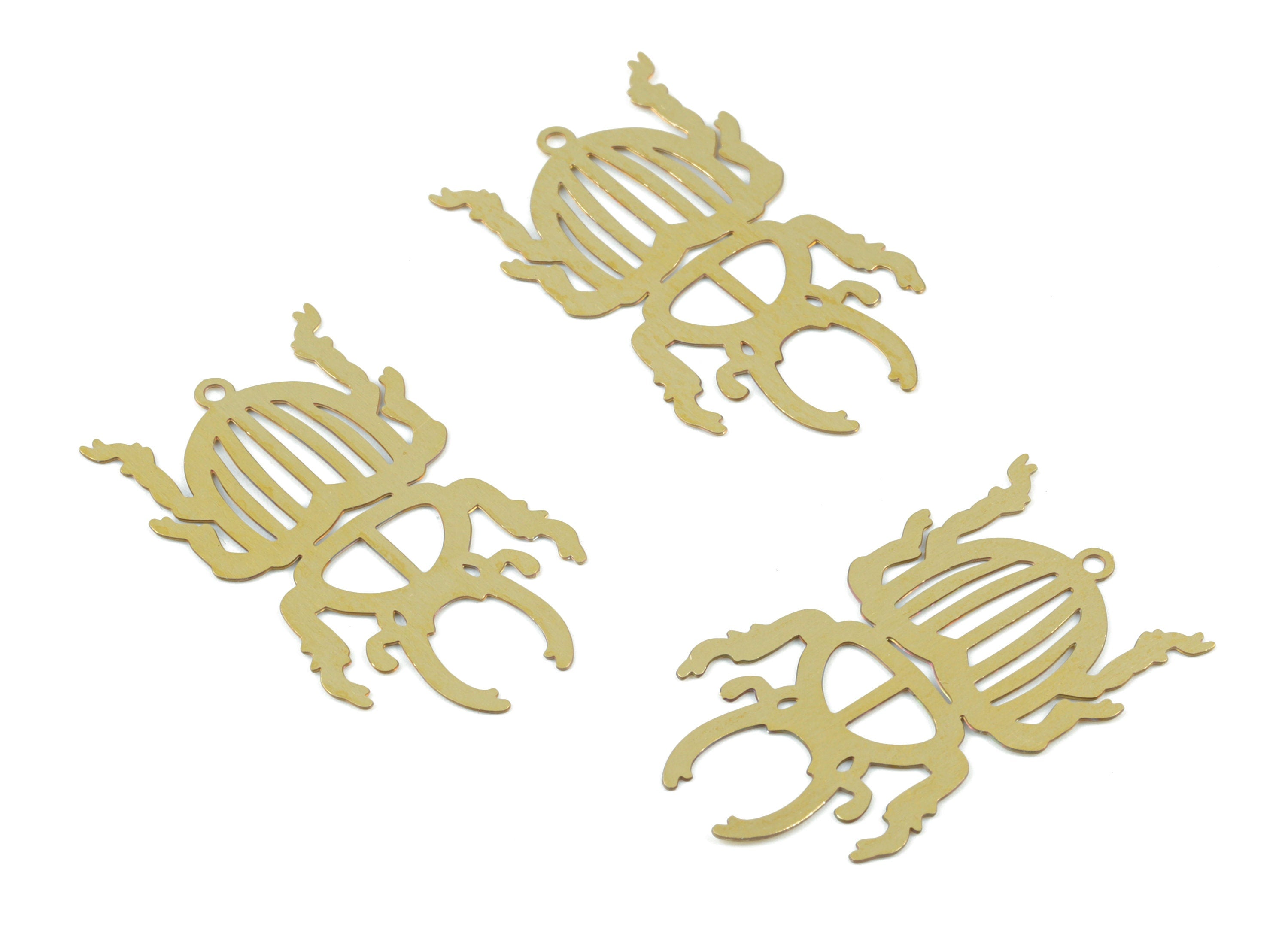 Brass Beetle Earring Charms - Raw Brass Beetle Pendant - Earring Findings - Jewelry Supplies - 32.04x18.99x0.3mm - JJB6499 - DOMEDBAZAAR