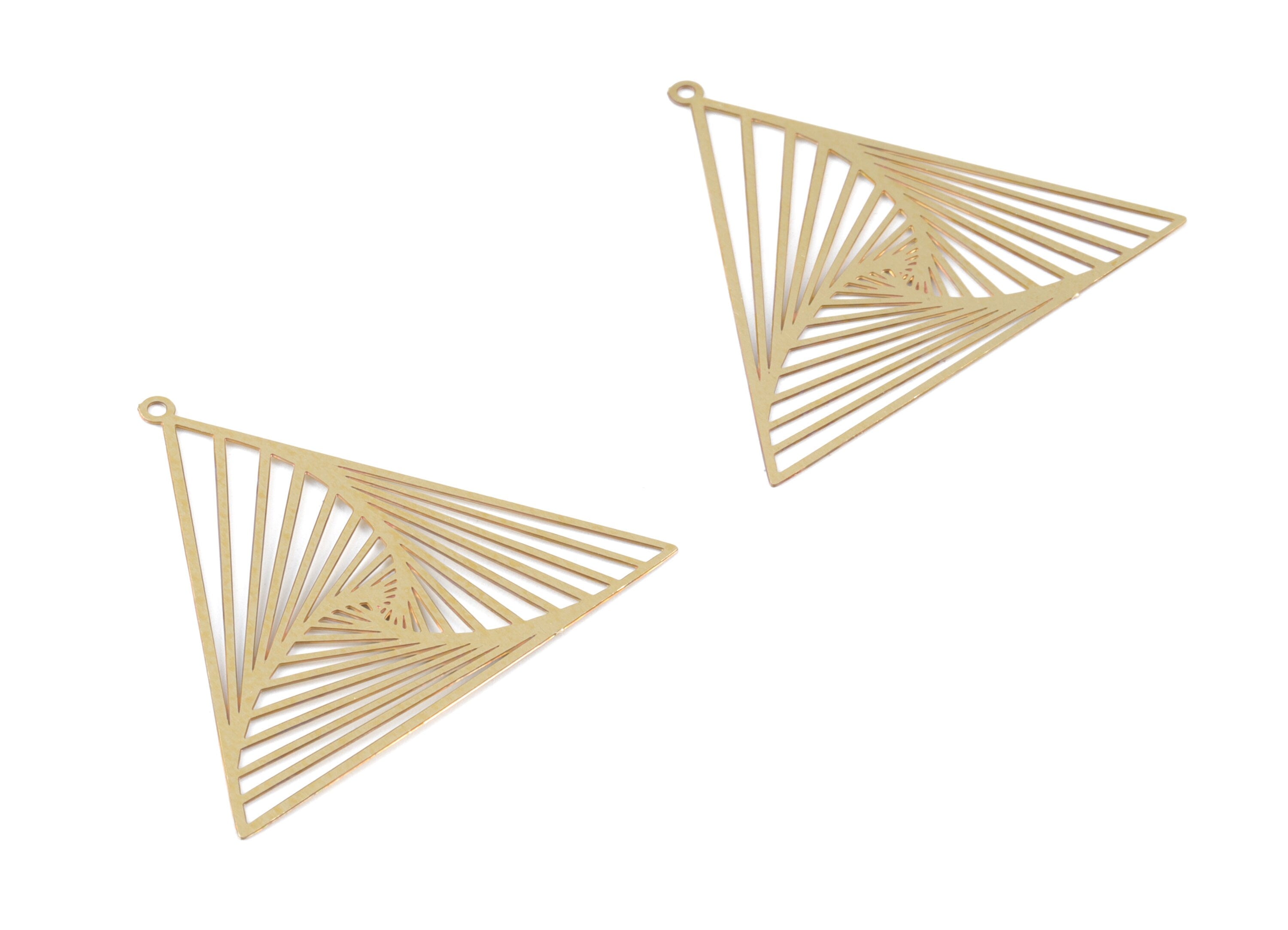 Brass Triangle Pendant - Raw Brass Triangle Earring Charms - Earring Findings - Jewelry Supplies - 37.95x33.31x0.28mm - JJB6487 - DOMEDBAZAAR