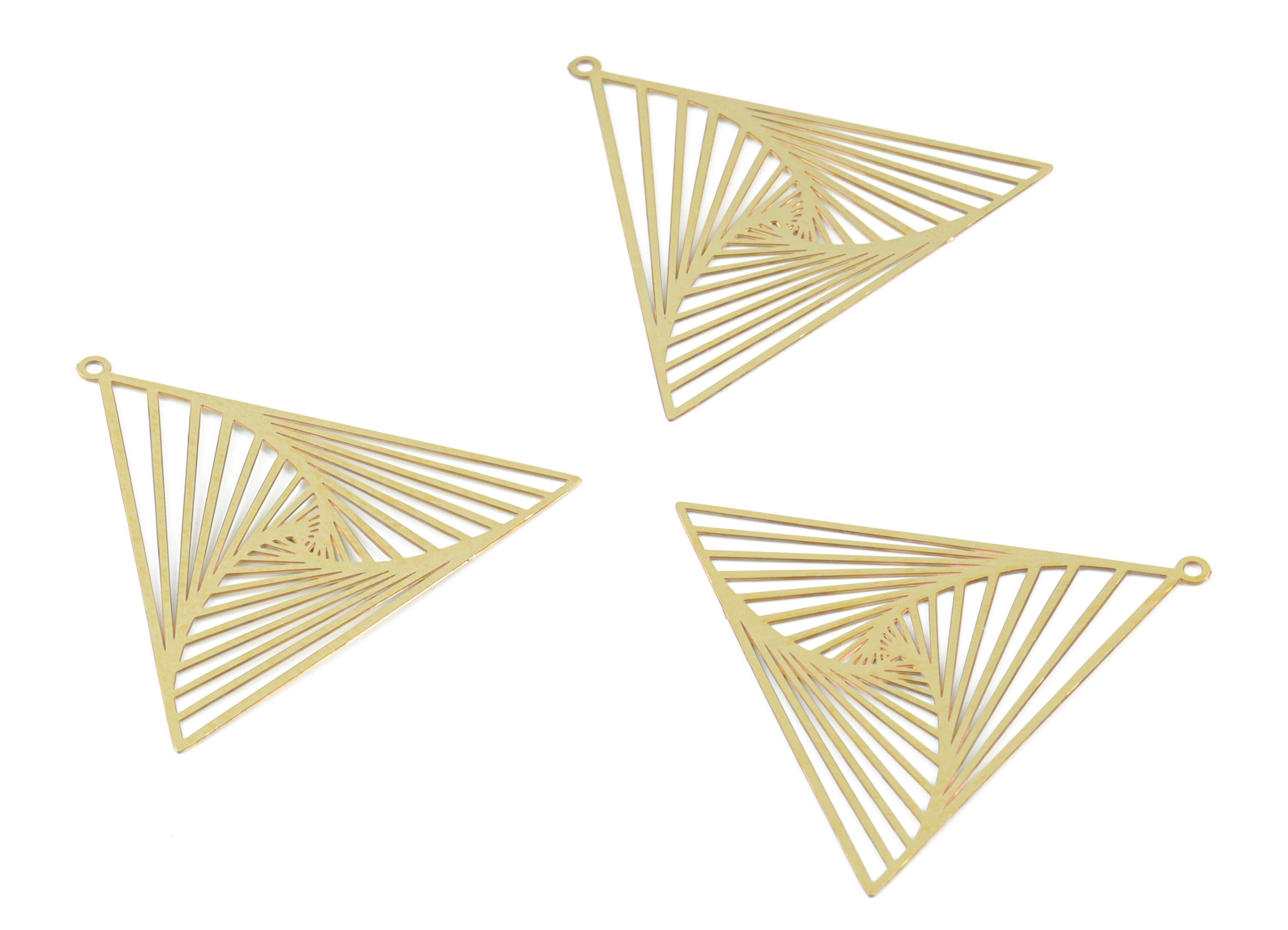 Brass Triangle Pendant - Raw Brass Triangle Earring Charms - Earring Findings - Jewelry Supplies - 37.95x33.31x0.28mm - JJB6487 - DOMEDBAZAAR