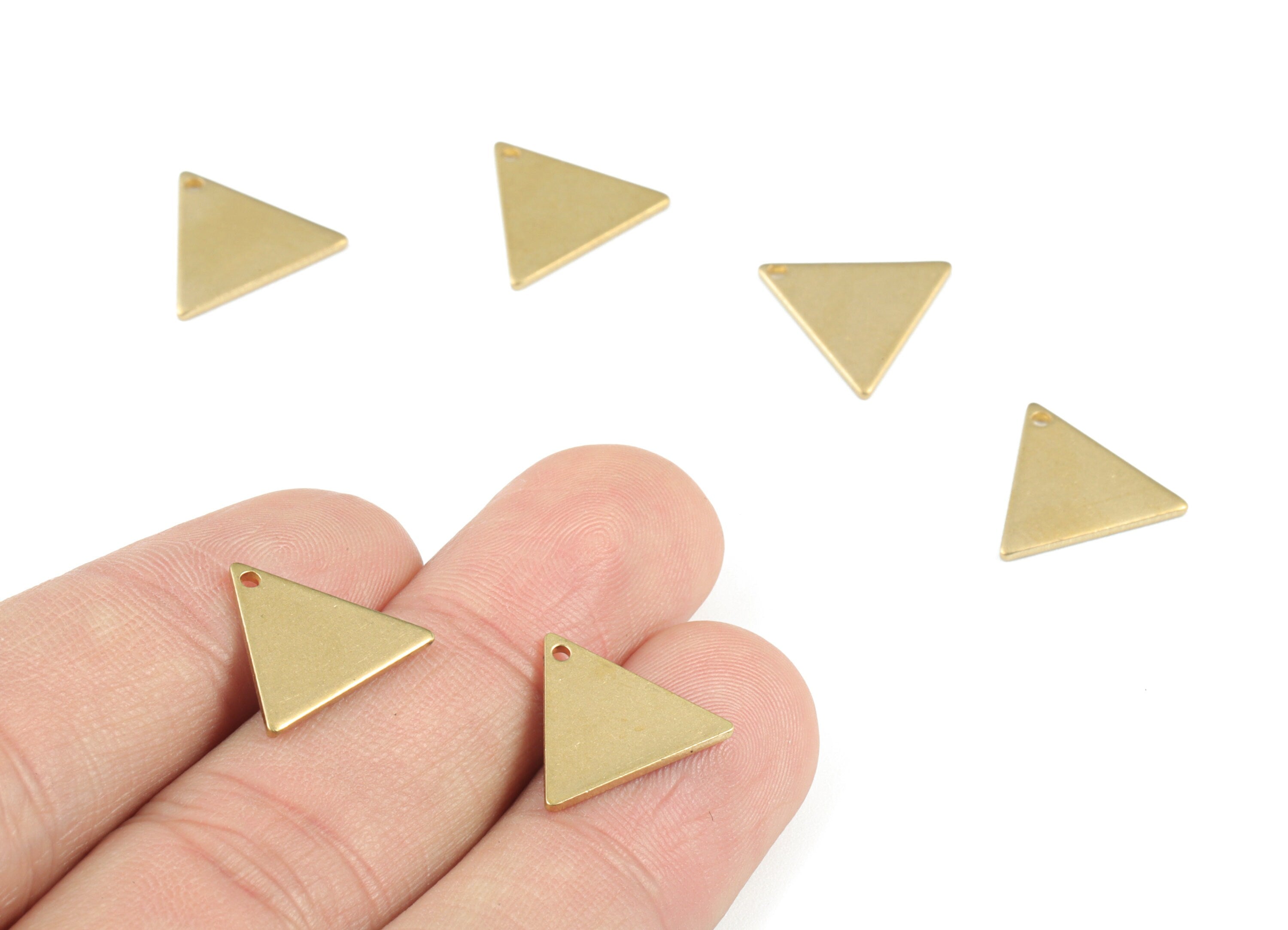 Personalized stamping blank - Brass Triangle Earring Charms - Raw Brass Triangle Pendant - Earring Findings  - 14.95x13.09x1.03mm - PP3611 - DOMEDBAZAAR