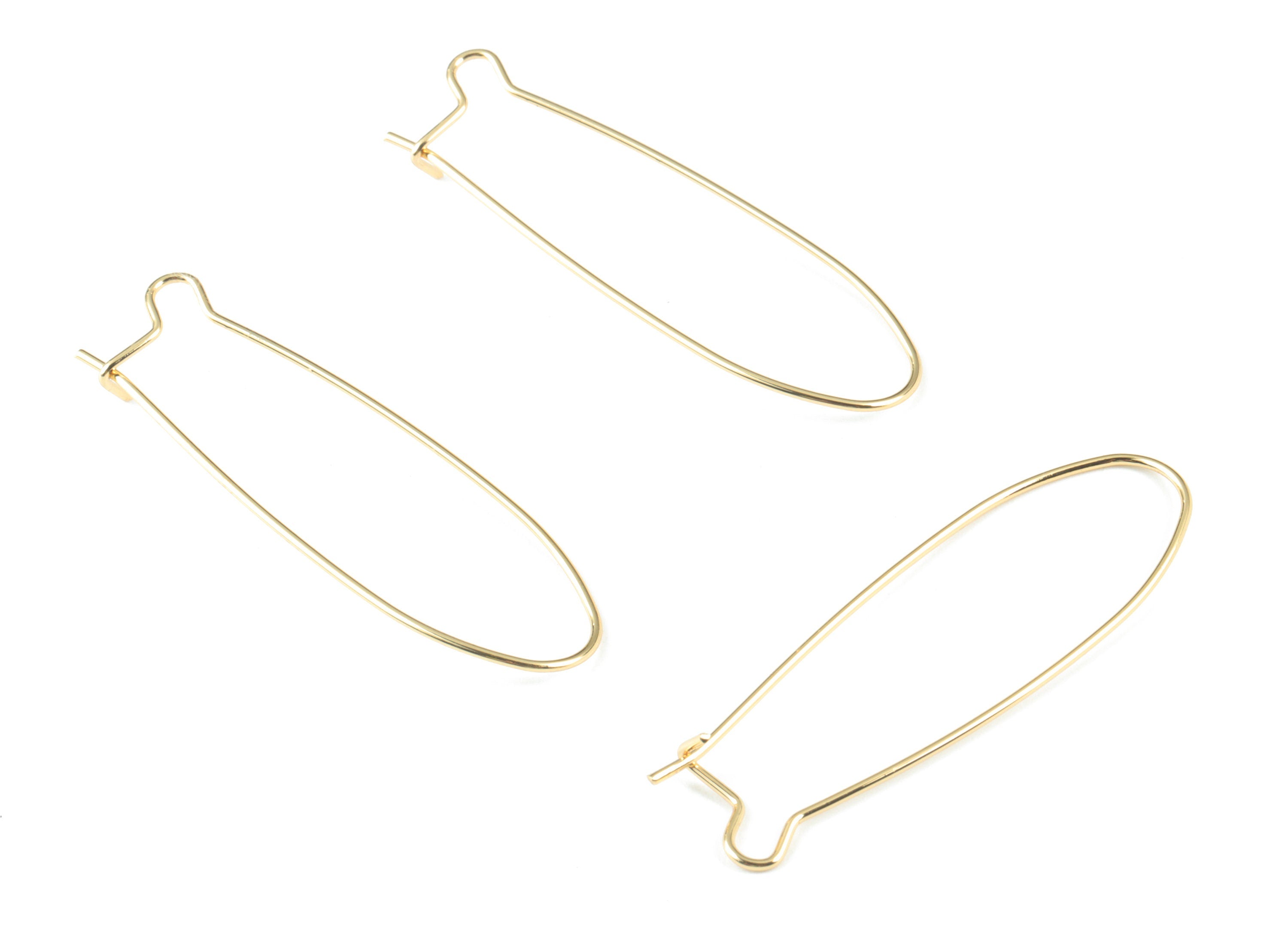 Gold Kidney Earring Wire - 18K Real Gold Brass Ear Wire - Kidney Shaped Ear Wire - Jewelry Supplies - 47.51x14.02x4.9mm - RGP2747 - DOMEDBAZAAR