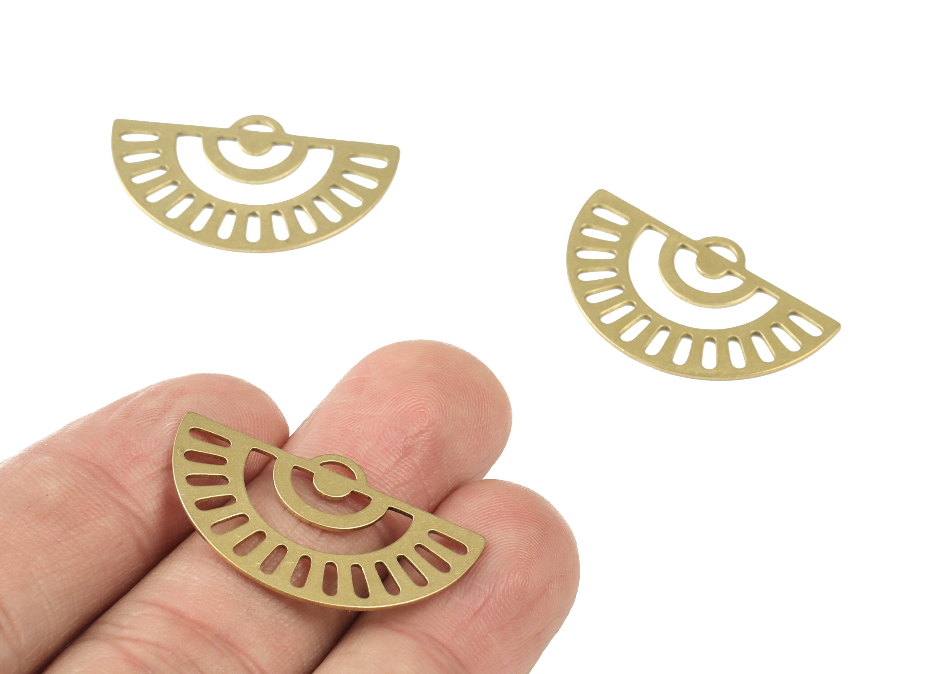 Brass Half Moon Earring Charms - Raw Brass Semicircle Rainbow Earrings - Jewelry Making Supplies - 30x18x0.6mm - PPM3712 - DOMEDBAZAAR
