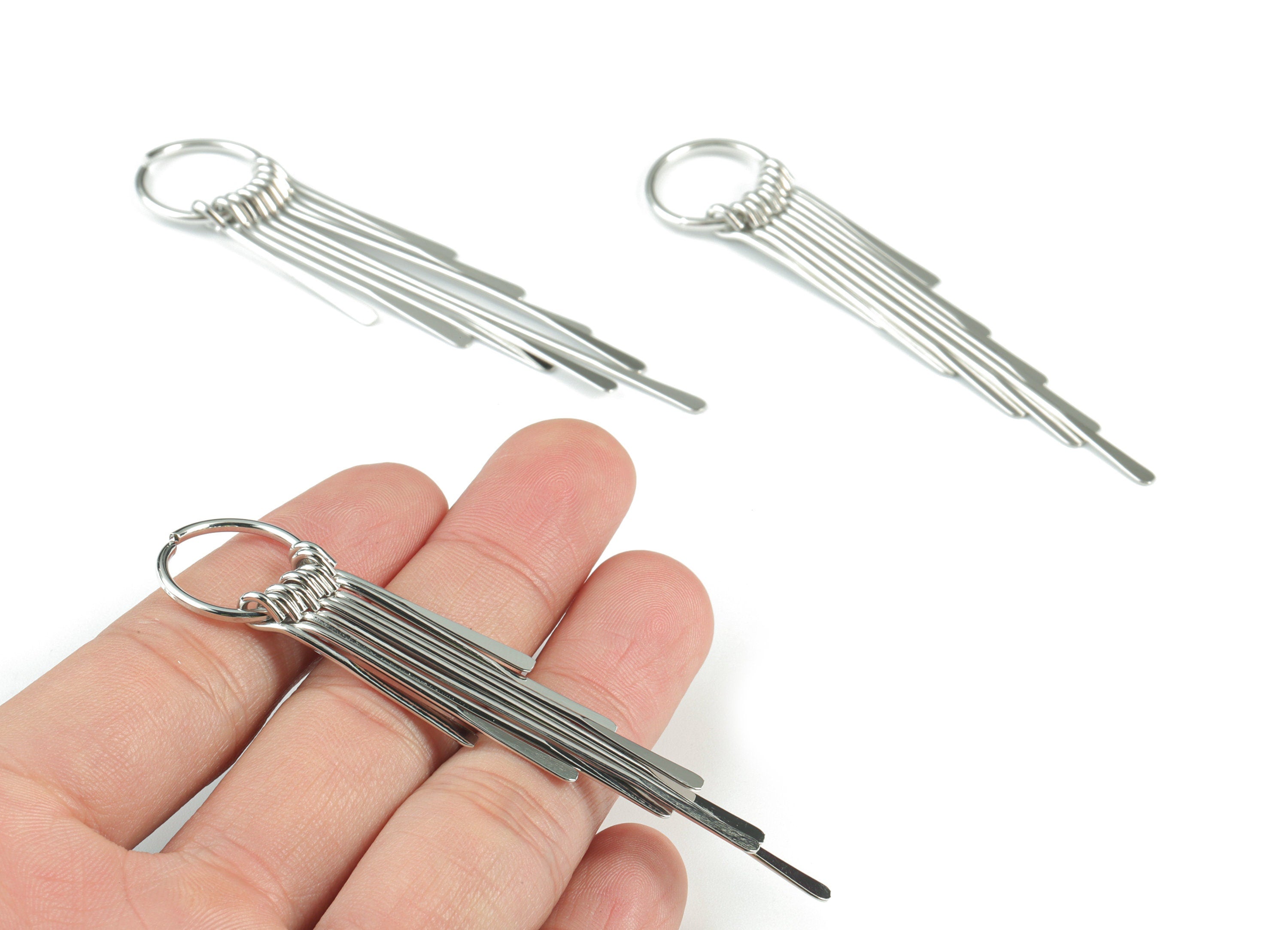 Silver Fringed Earring Charms - 18K Real White Gold Brass Hammered Fringed Trim Charms - Jewelry Supplies - 82.29x17.78x4.96mm - RGP2730S - DOMEDBAZAAR