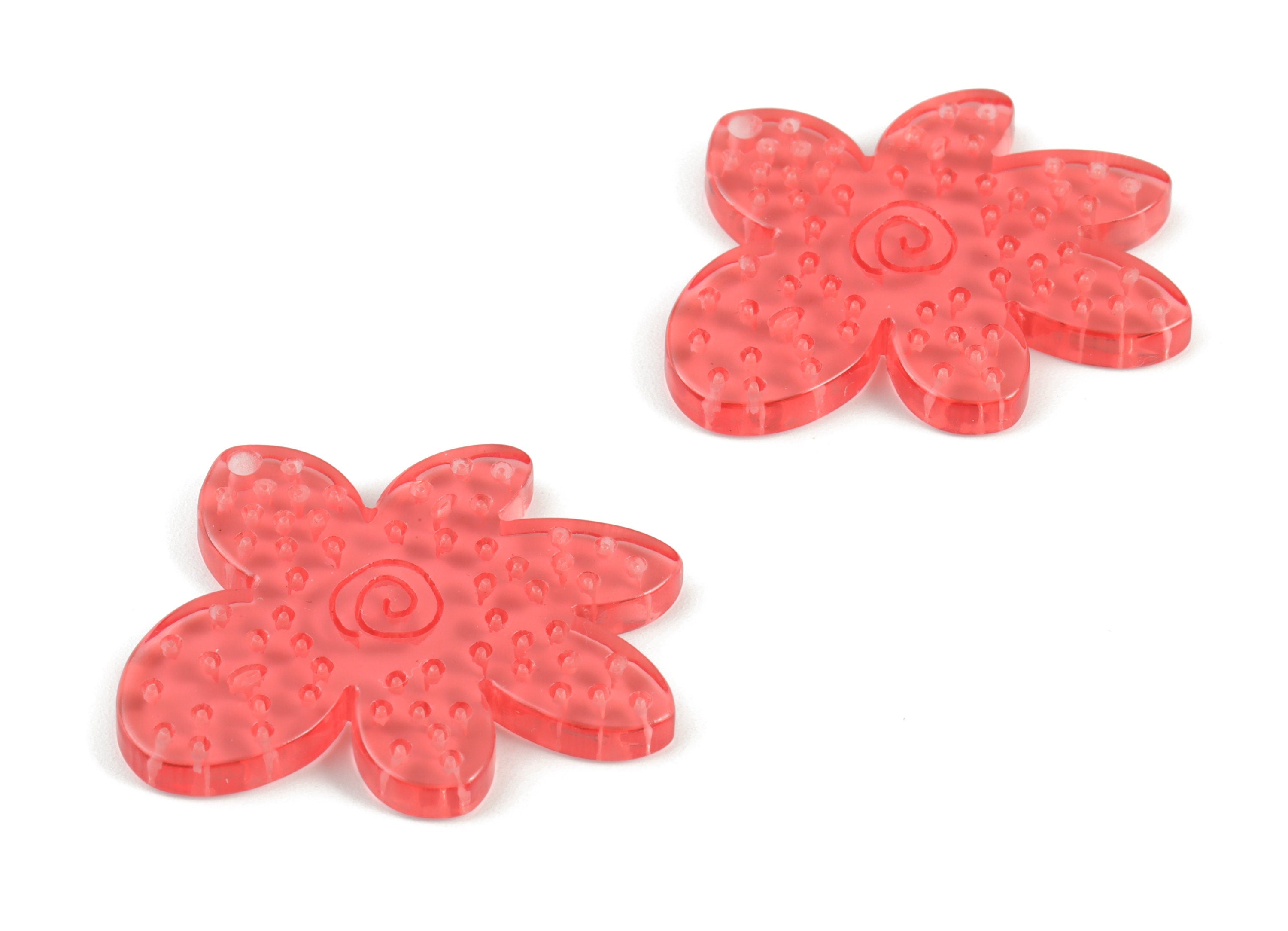 Acrylic Red Leaf Earring Charms - Acrylic Flower Earrings - Jewelry Supplies - Color Code:A465- 37.94x35.58x2.99mm - AC2147-A465 - DOMEDBAZAAR
