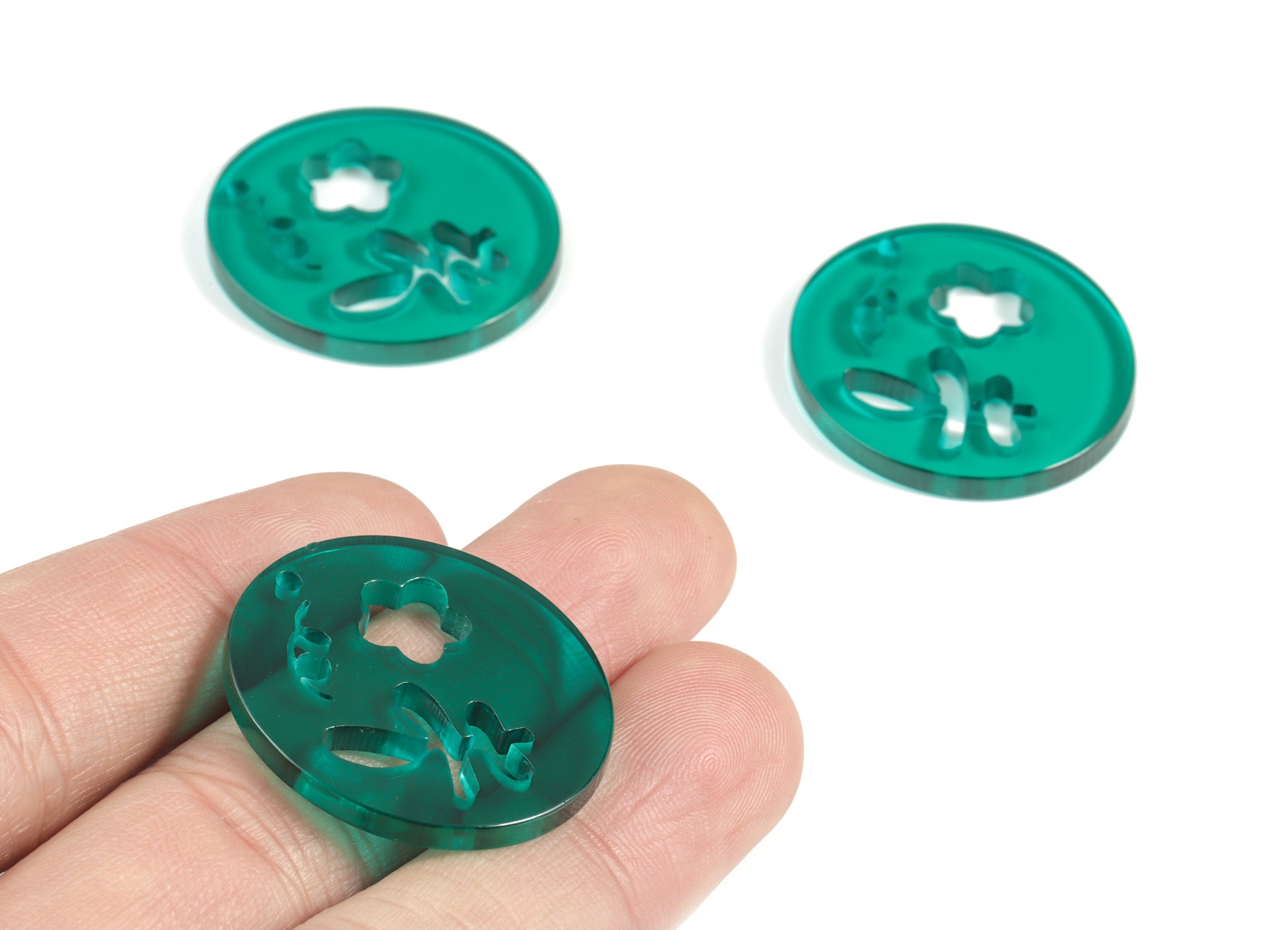 Acrylic Flower Earring Charms - Acrylic Green Leaf Earring Charms - Jewelry Supplies - Color Code:A463- 29.83x27.85x3.01mm - AC2139-A463 - DOMEDBAZAAR