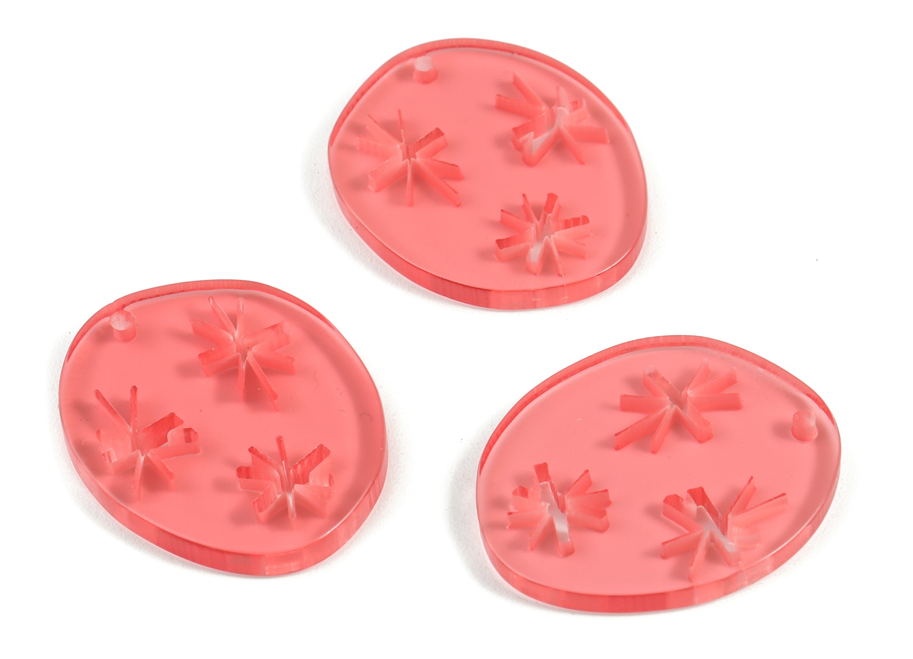 Bead door window curtain - Acrylic Snowflake Round Red wind bell chimes - Round Earring Charms - Color Code:A465- 29x24x3mm - AC2131-A465 - DOMEDBAZAAR