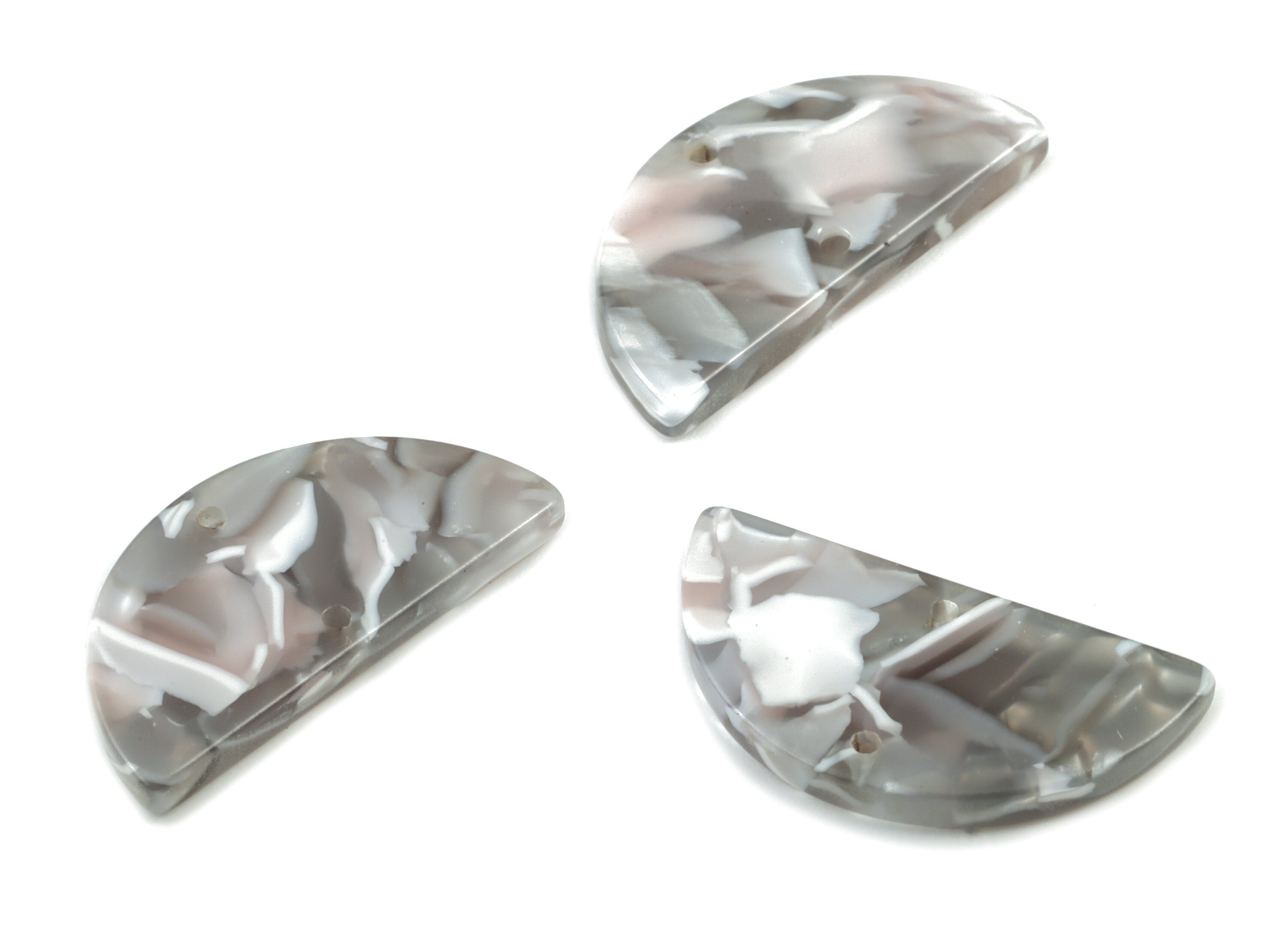 Acetate Semicircle Earring Connector - Half Moon Earring Charms - 2 Holes - Jewelry Supplies - Color Code: A13 - 23x11.7x2.7mm - AC2060-A13 - DOMEDBAZAAR