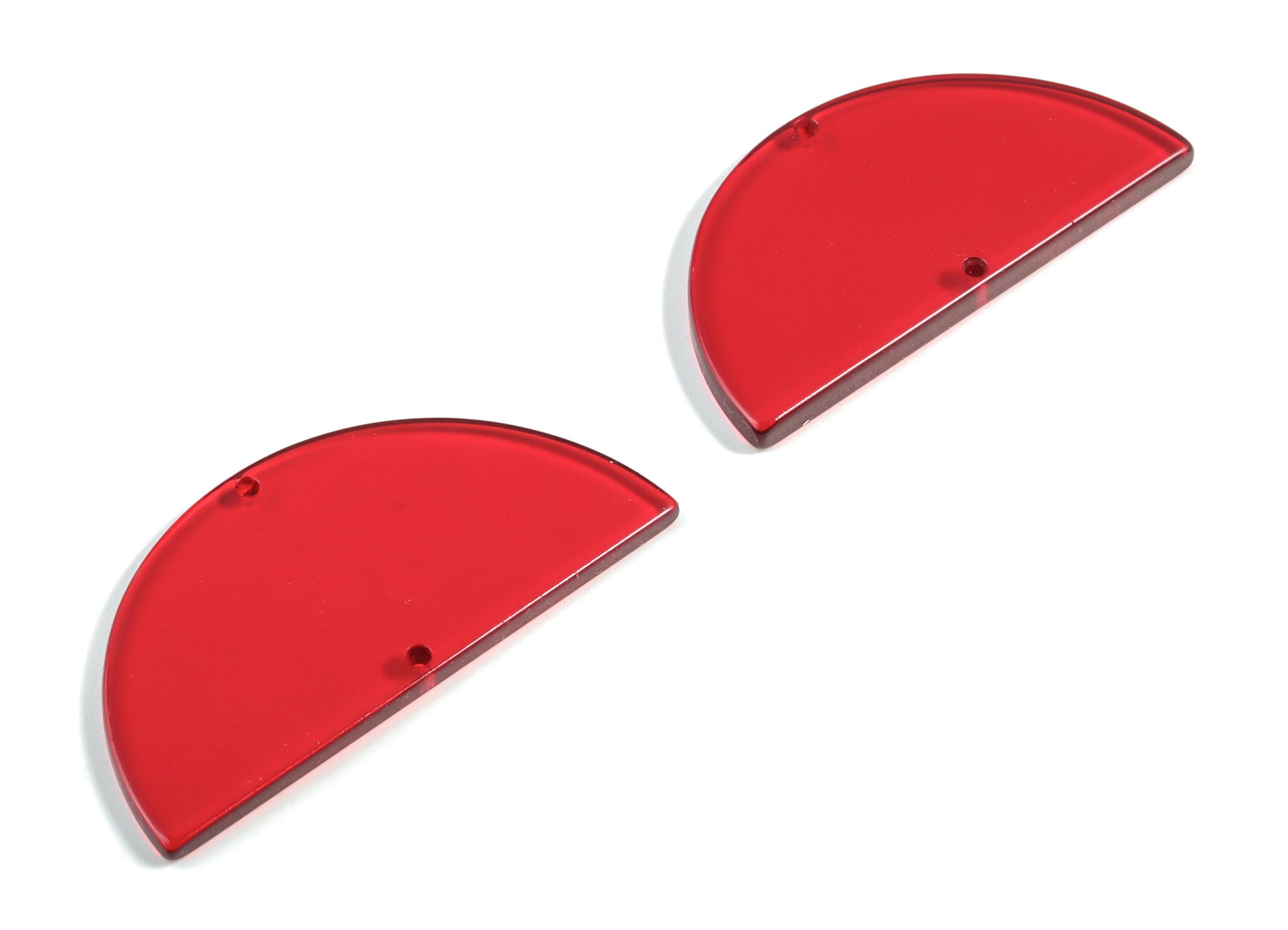 Acrylic Semicircle Connectors - Red Half Moon Earring Charm - 2 Holes - Jewelry Supplies - Color Code:A67 - 57.8x28.55x2.55mm - AC1805-A67 - DOMEDBAZAAR