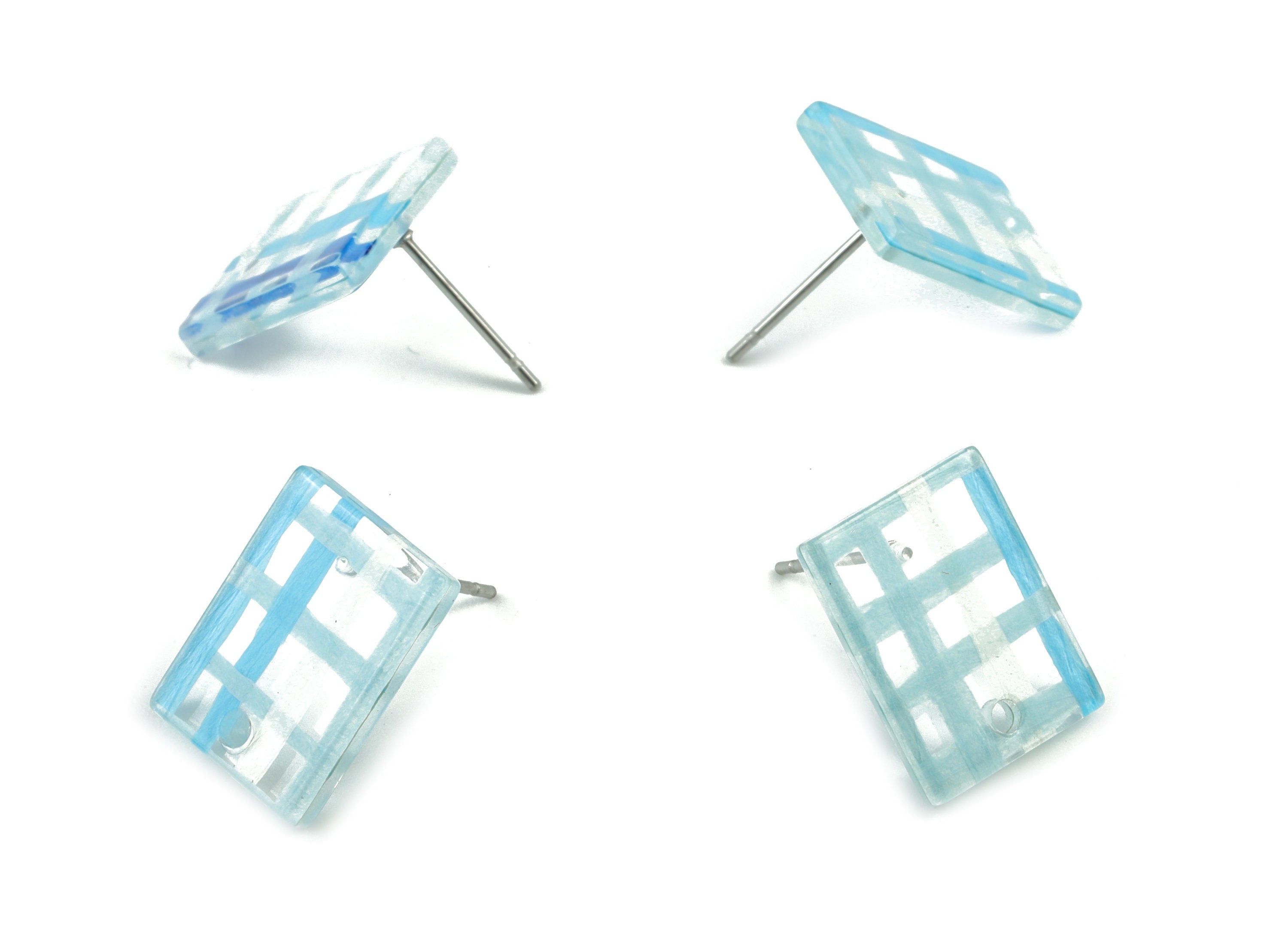 Acrylic Rectangle Earring Stud - Rectangle Earring Post - Surgical Stud - Jewelry Supplies - Color Code: A540 - 15.59x12x2.6mm - AC1663-A540 - DOMEDBAZAAR