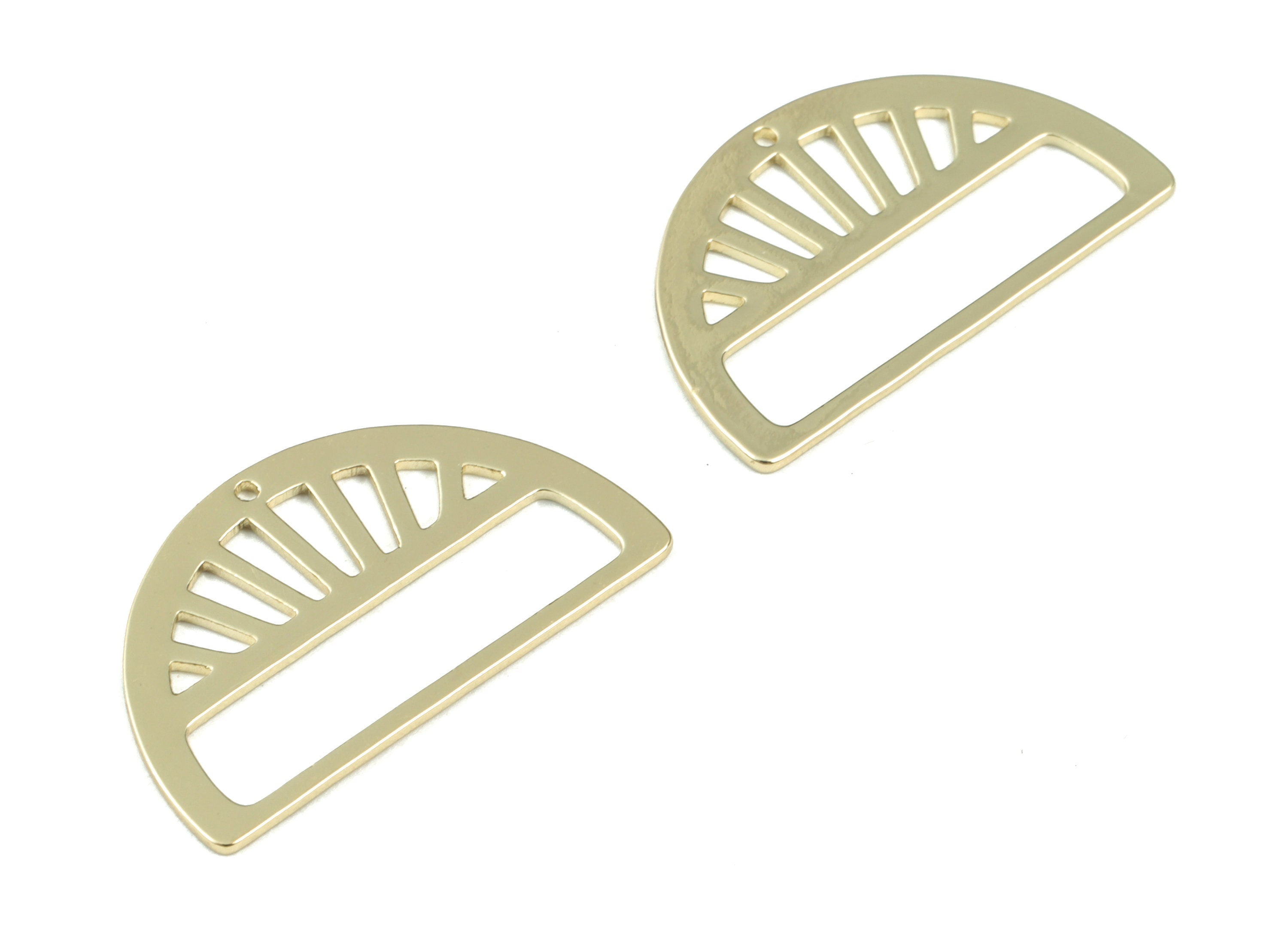 Half Moon Earring Connector - Gold Tone Plated Brass Semi Circle Charms - Jewelry Supplies - 30x17x0.9mm - PPM3056G - DOMEDBAZAAR