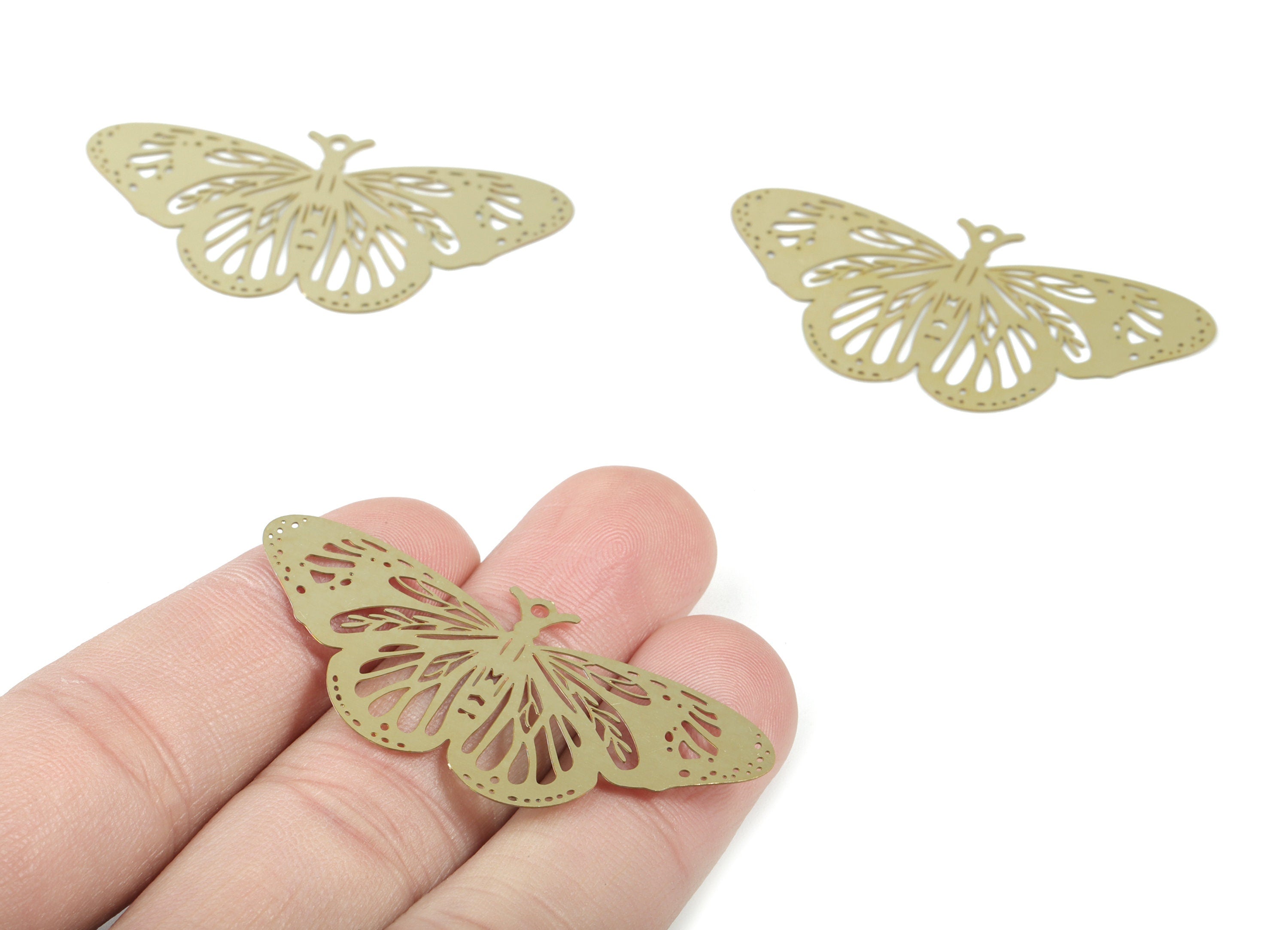 Brass Moth Earring Charms - Raw Brass Moth Pendant - Earring Findings - Jewelry Supplies - 48.58x23.38x0.28mm - JJB6524 - DOMEDBAZAAR
