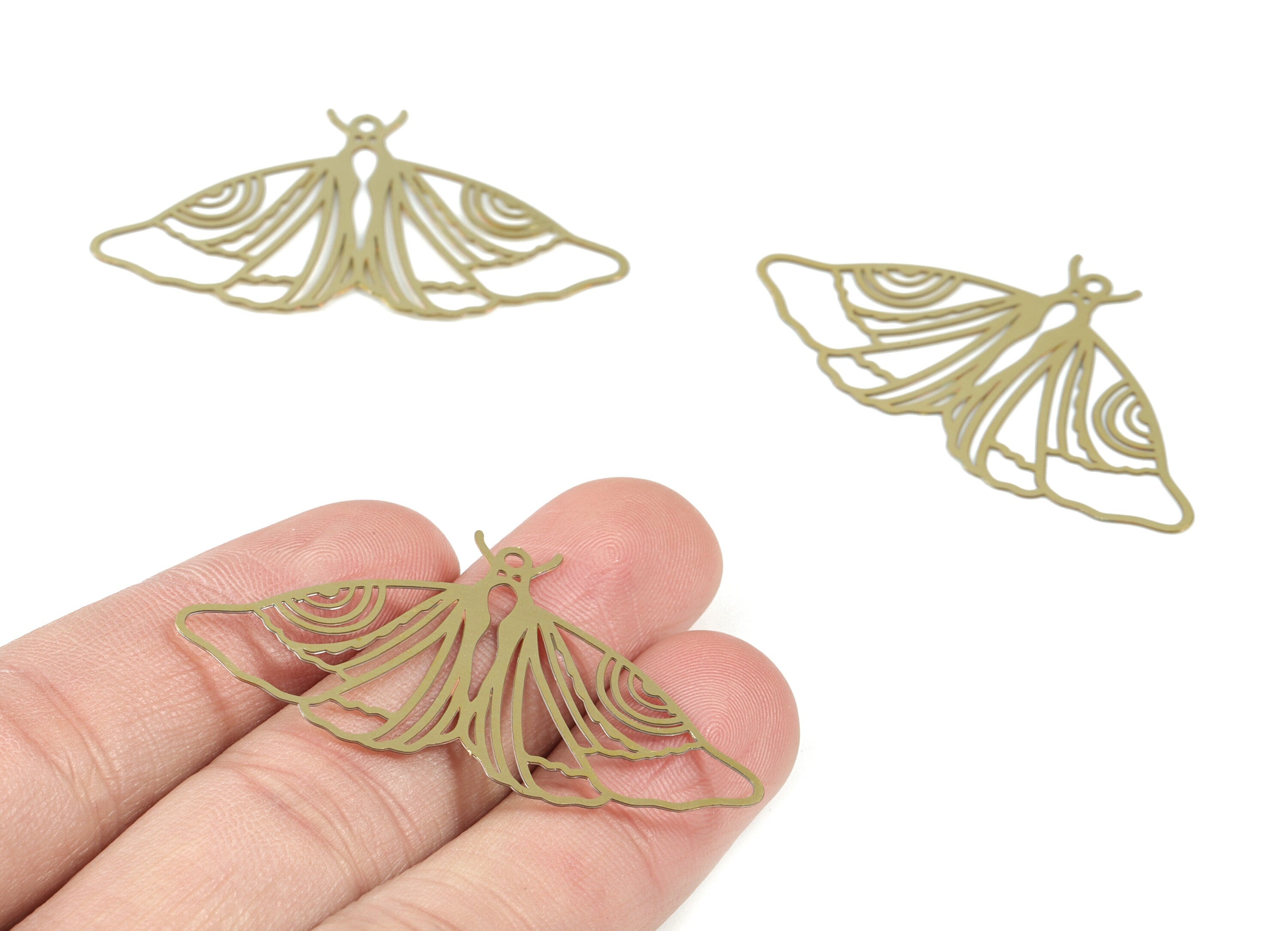 Brass Butterfly Earring Charms - Raw Brass Butterfly Pendant - Earring Findings - Jewelry Supplies - 49.37x27.43x0.29mm - JJB6522 - DOMEDBAZAAR