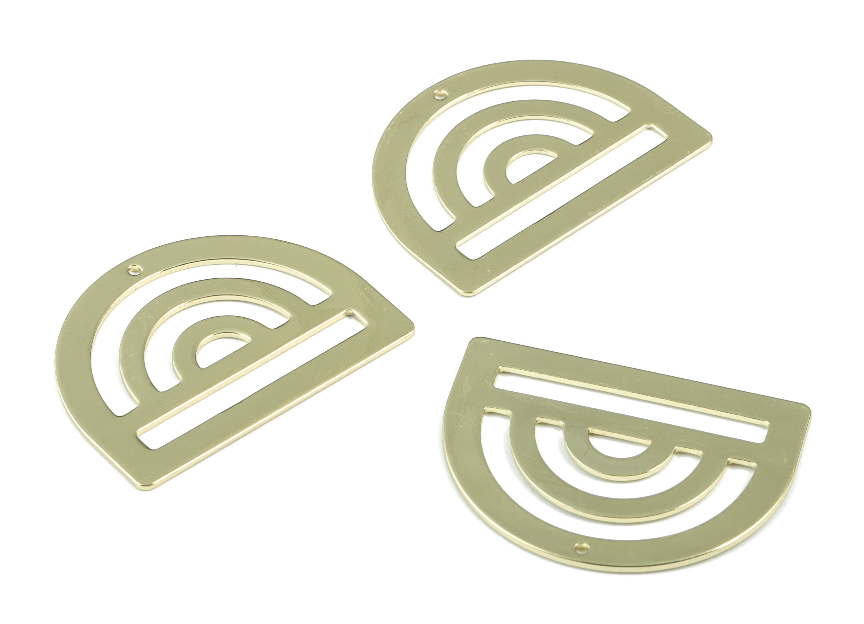 Brass Half Moon Earring Charm - Gold Semi Circle Geometric Charms For Tassel - Jewelry Supplies - 35.18x26.24x0.97mm - PPM1925G - DOMEDBAZAAR