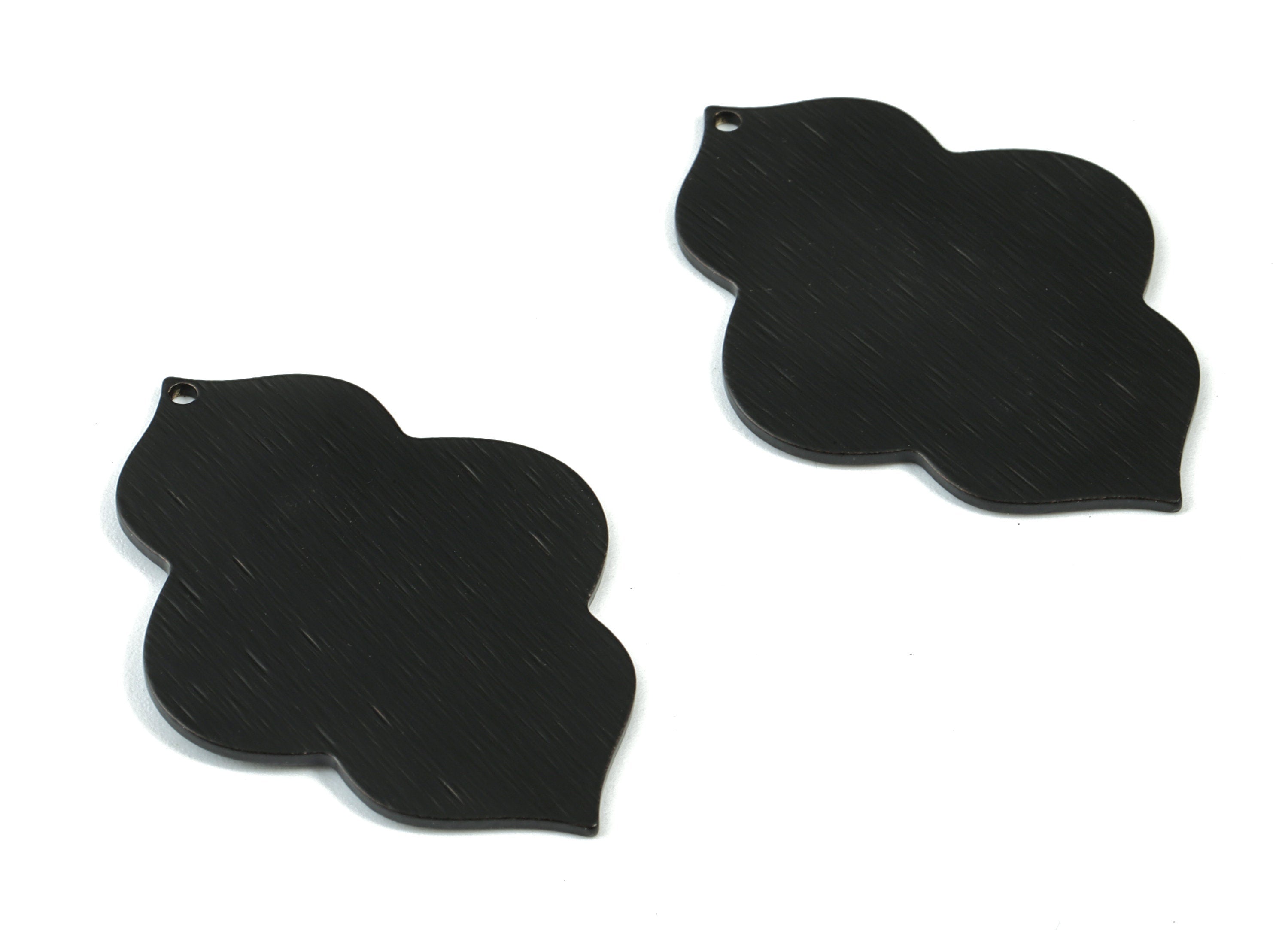 Black Geometric Charms - Matte Black Textured Geometric Brass Pendant - Earring Findings - Jewelry Supplies - 38.71x28.88x1.04mm - PP1837B - DOMEDBAZAAR