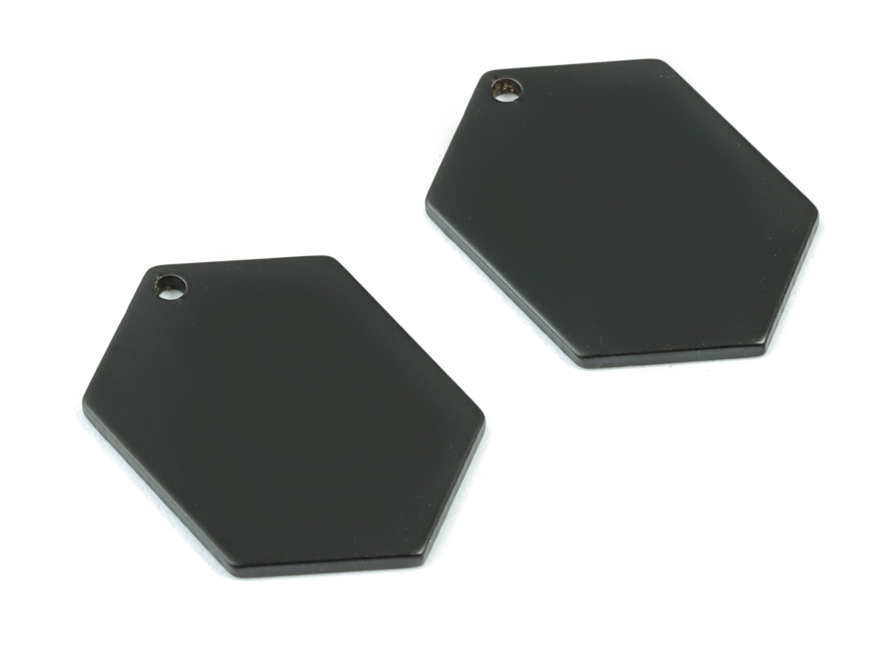 Personalized stamping blank - Black Hexagon Charms - Matte Black Textured Hexagon Earring Charms - Earring Findings - 20x14x1mm - PP2136B - DOMEDBAZAAR