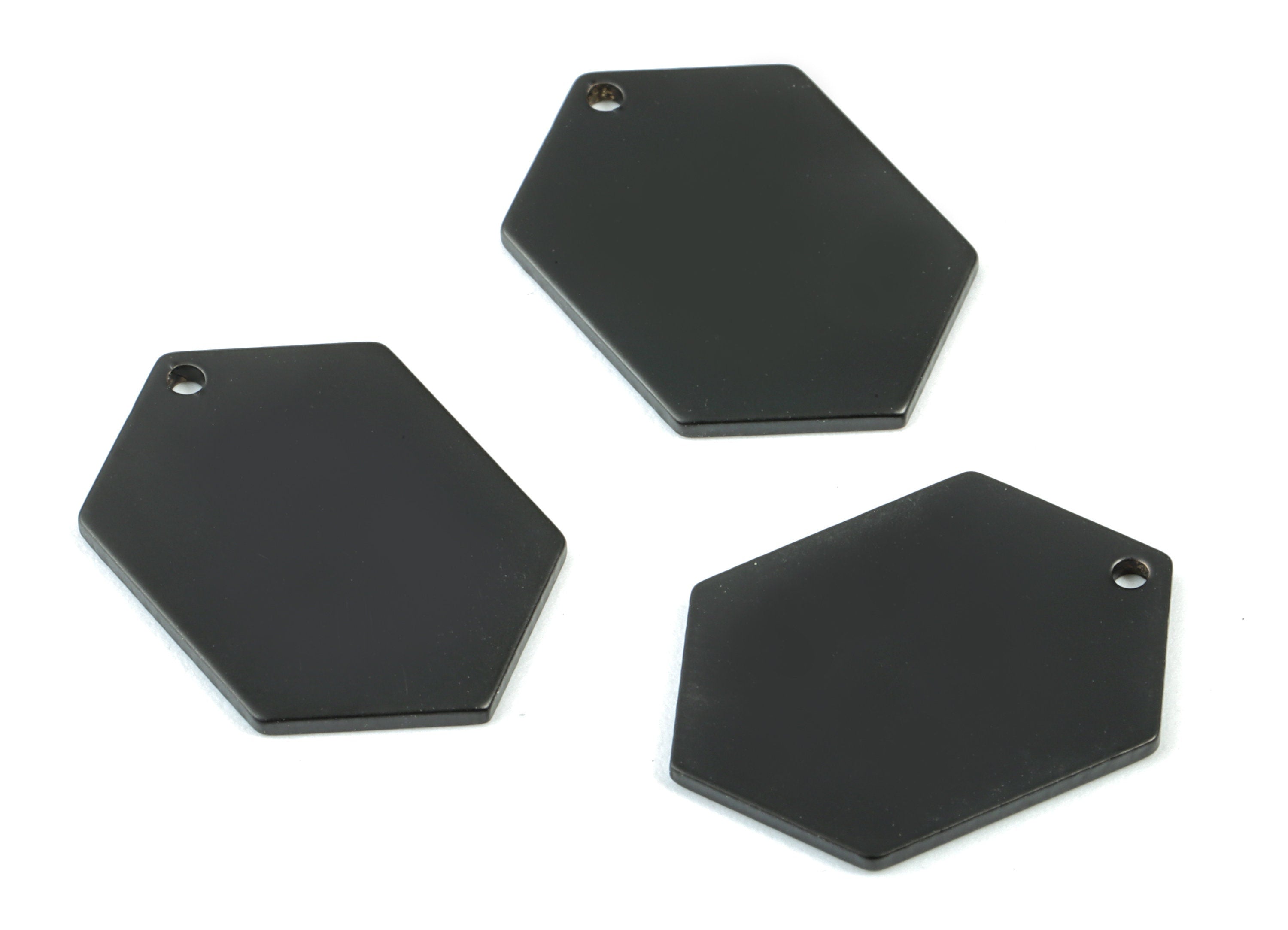 Personalized stamping blank - Black Hexagon Charms - Matte Black Textured Hexagon Earring Charms - Earring Findings - 20x14x1mm - PP2136B - DOMEDBAZAAR