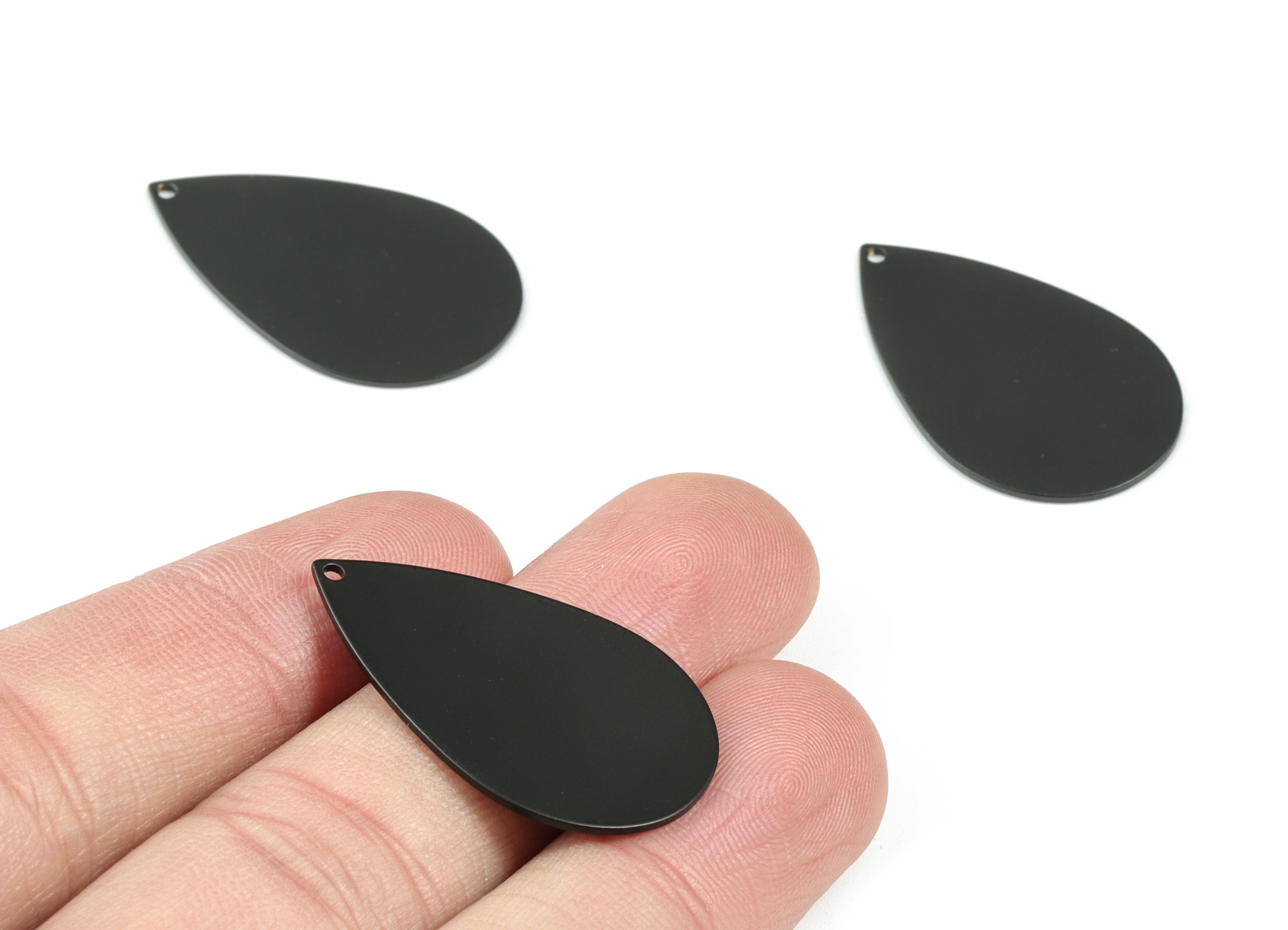 Personalized stamping blank - Black Drop Earring Charms - Matte Black Brass Drop Pendant - Earring Findings - 31x19x0.82mm - PP2088B - DOMEDBAZAAR