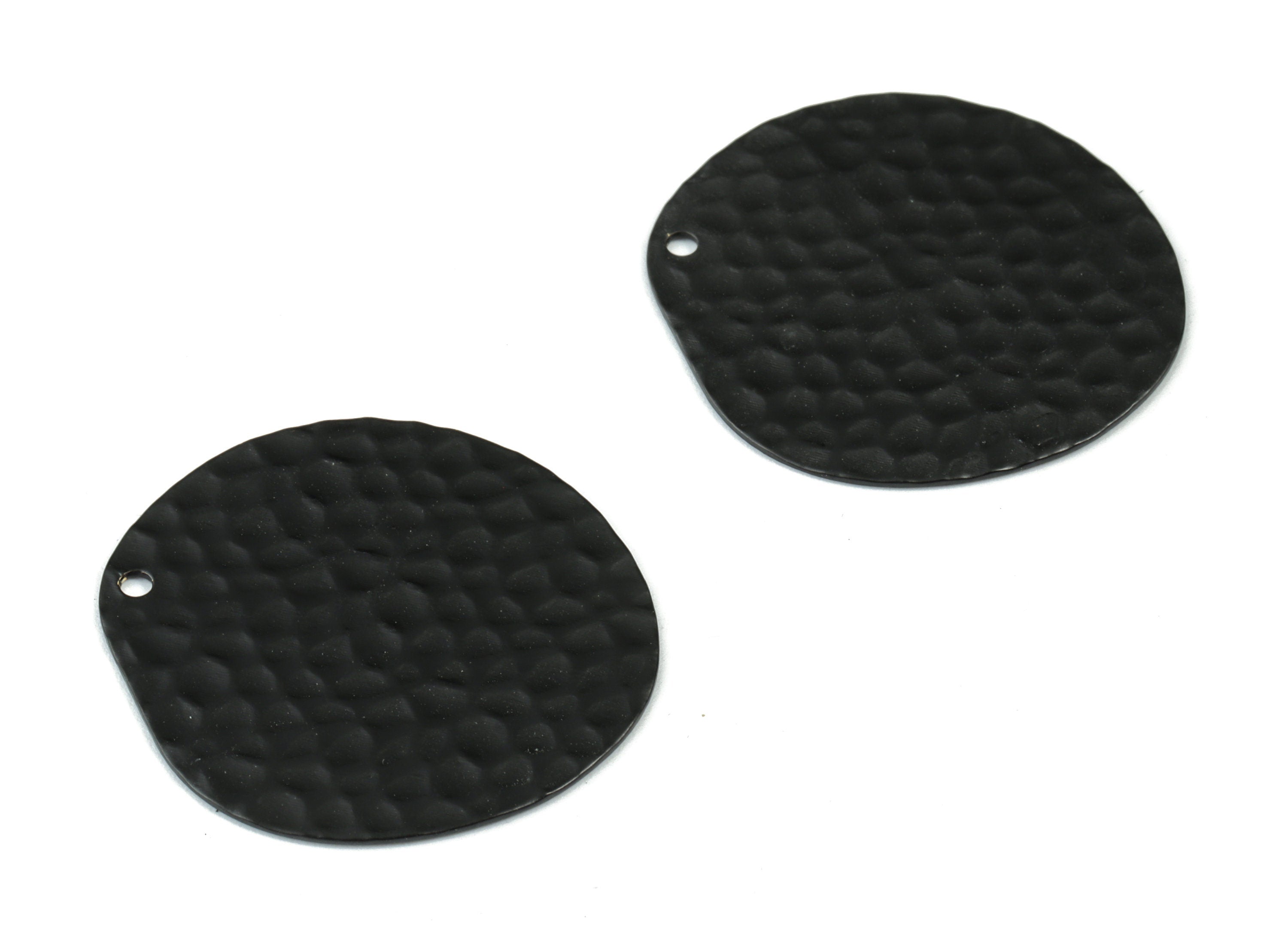 Black Hammered Round Charm - Matte Black Brass Hammered Circle Earring Charms - Jewelry Supplies - 29.1x27.95x0.64mm - PP2084B - DOMEDBAZAAR