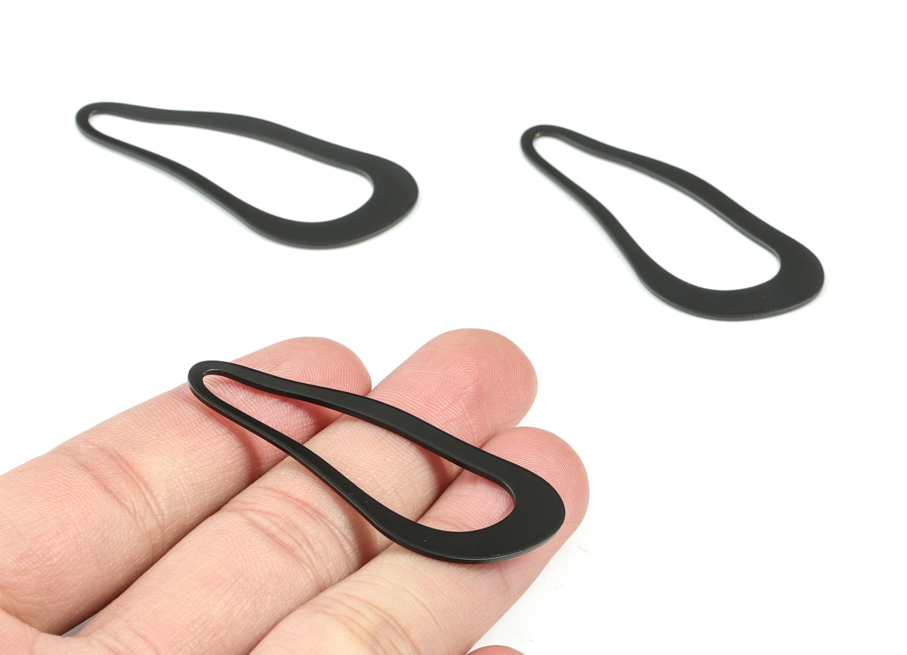 Black Drop Earring Charms - Matte Black Brass Teardrop Pendant - Earring Findings - Jewelry Supplies - 51.16x21.54x1.13mm - PP1963B - DOMEDBAZAAR