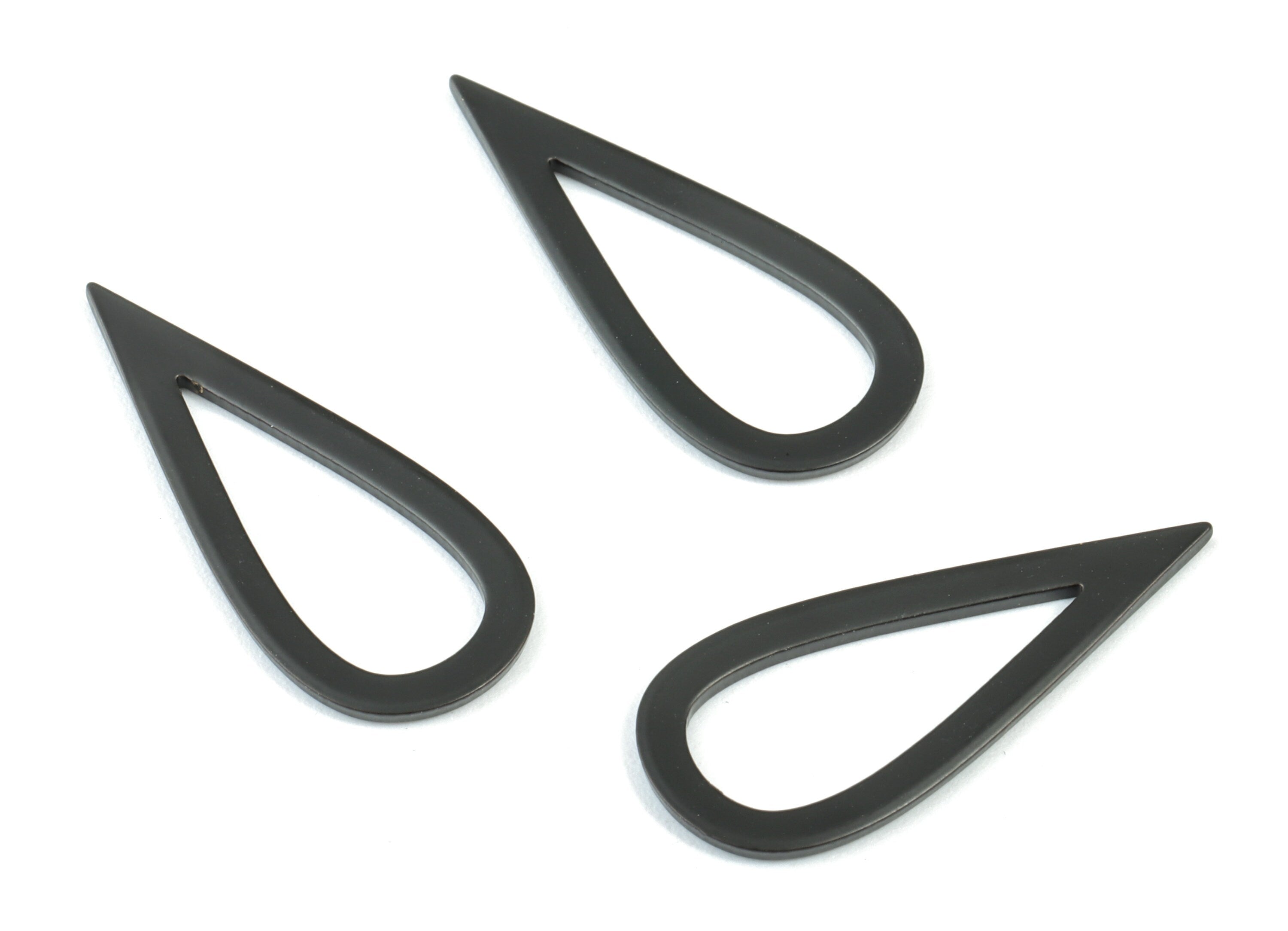 Black Drop Earring Charms - Matte Black Brass Drop Pendant - Earring Findings - Jewelry Supplies - 27.34x11.61x1.05mm - PP1933B - DOMEDBAZAAR