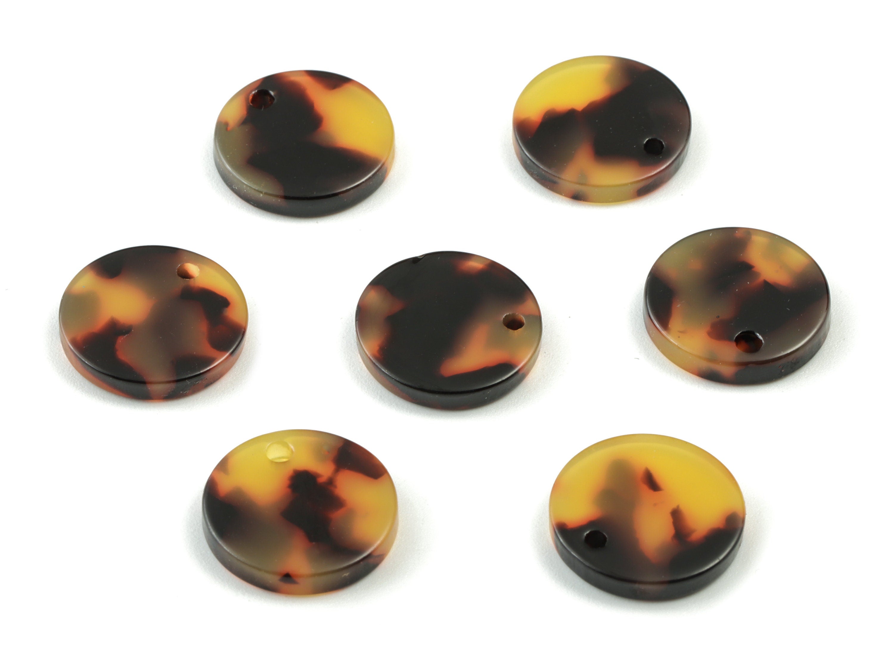 Acetate Coin & Round Charms - Tortoise Shell Earrings - Coin Earrings and Pendant - Color Code: A02 - 14.5x2.5mm - AC1064-A02 - DOMEDBAZAAR