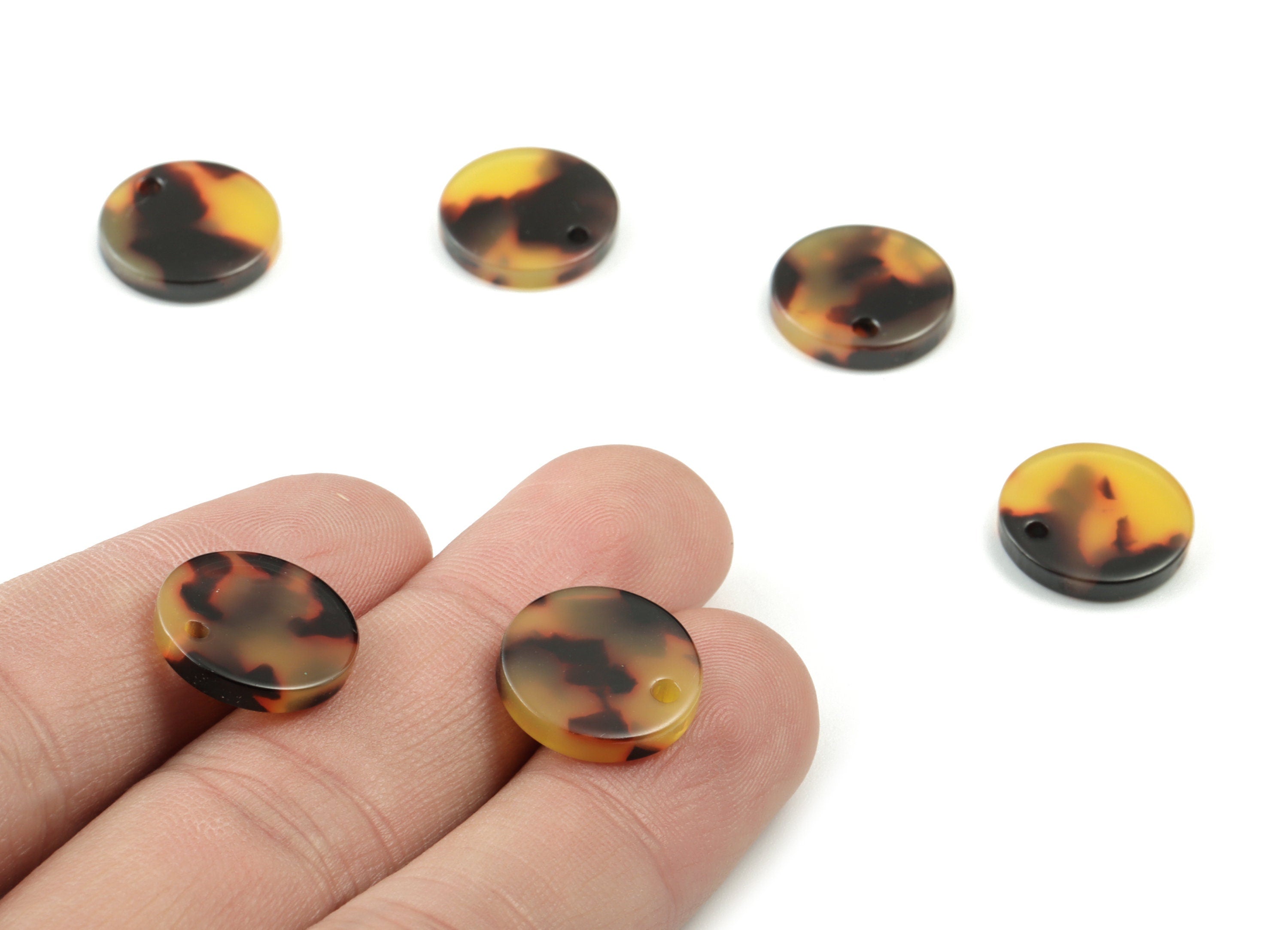 Acetate Coin & Round Charms - Tortoise Shell Earrings - Coin Earrings and Pendant - Color Code: A02 - 14.5x2.5mm - AC1064-A02 - DOMEDBAZAAR