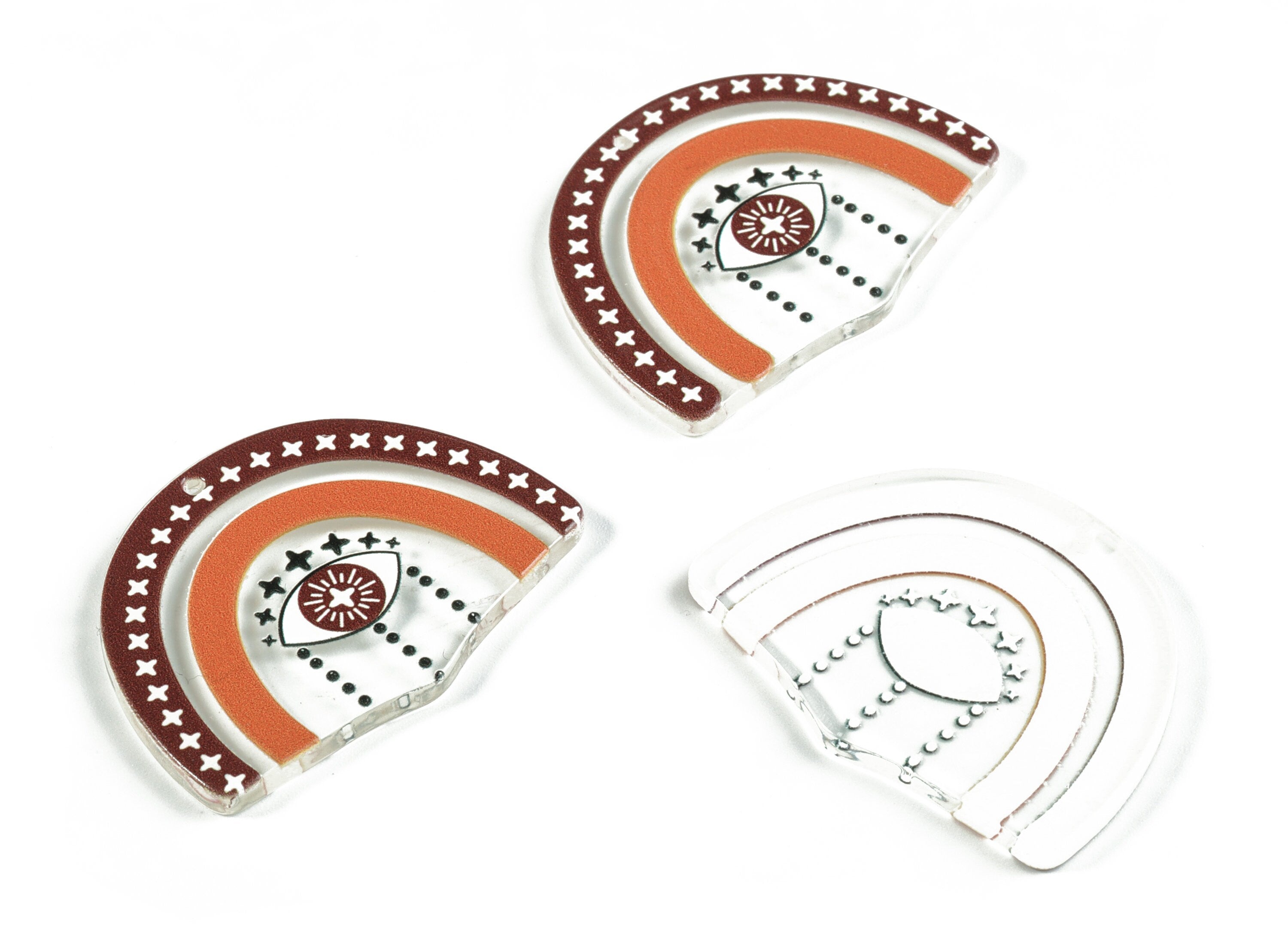 Acrylic Shield Eye Earring Charms - Acrylic Rainbow Stars Earrings - Earring Finding - Jewelry Supplies - 39.24x29.53x2.94mm - AC2149A - DOMEDBAZAAR