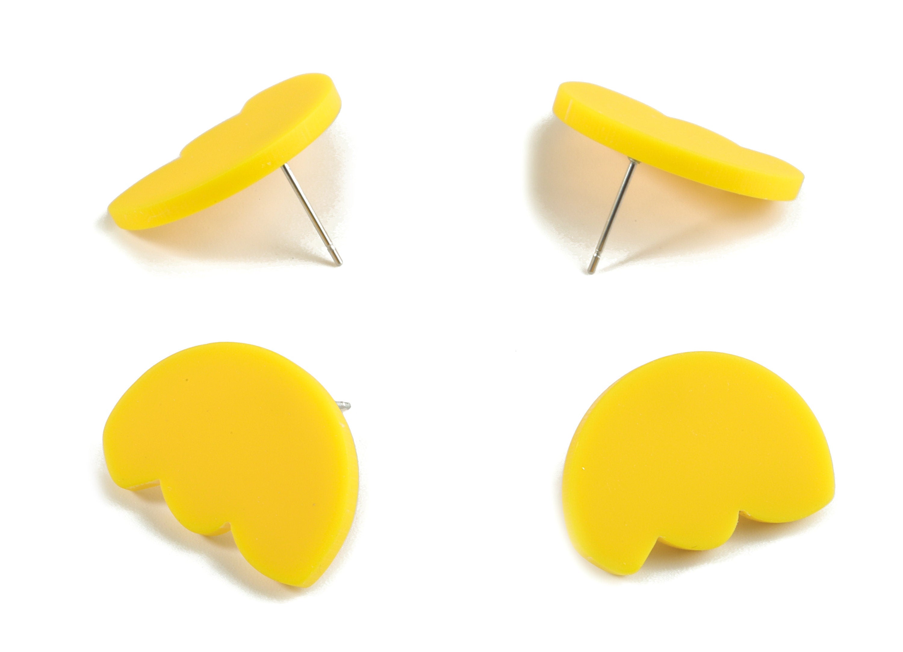Acrylic Yellow Flower Earring Stud - Acrylic Flower Earring Post - Jewellery Supplies - Color Code:A474 - 24.62x17.4x2.89mm - AC2150-A474 - DOMEDBAZAAR