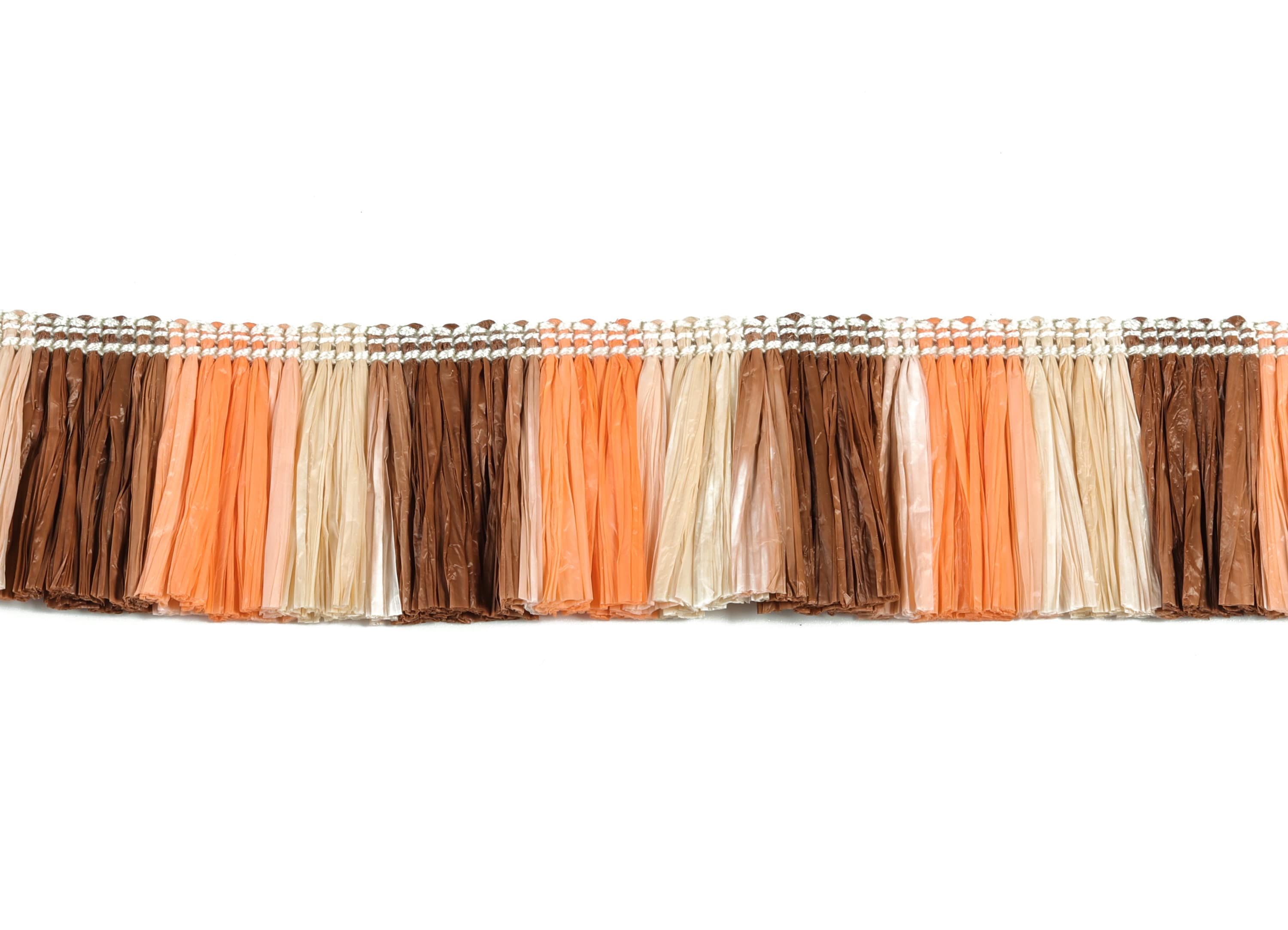 Raffia Tassels Strip - Natural Raffia Grass - Brown Orange  Raffia Tassel Skirt - Jewellery Making - Earring Findings - 25x2.8mm - RS1063 - DOMEDBAZAAR