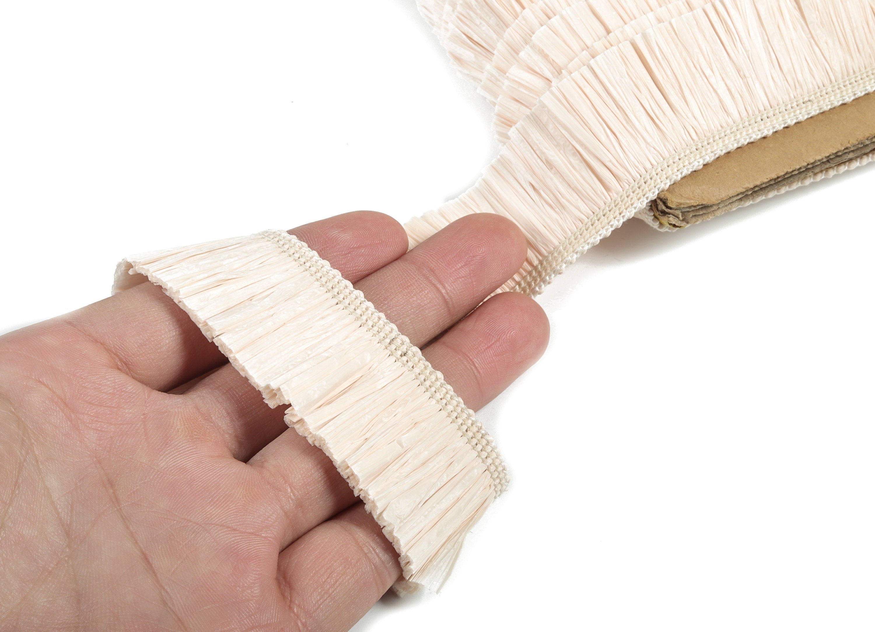 Raffia Tassels Strip - Natural Raffia Grass - Lemon Color  Raffia Tassel Skirt - Jewelry Making - Earring Findings - 25x2.8mm - RS1062 - DOMEDBAZAAR