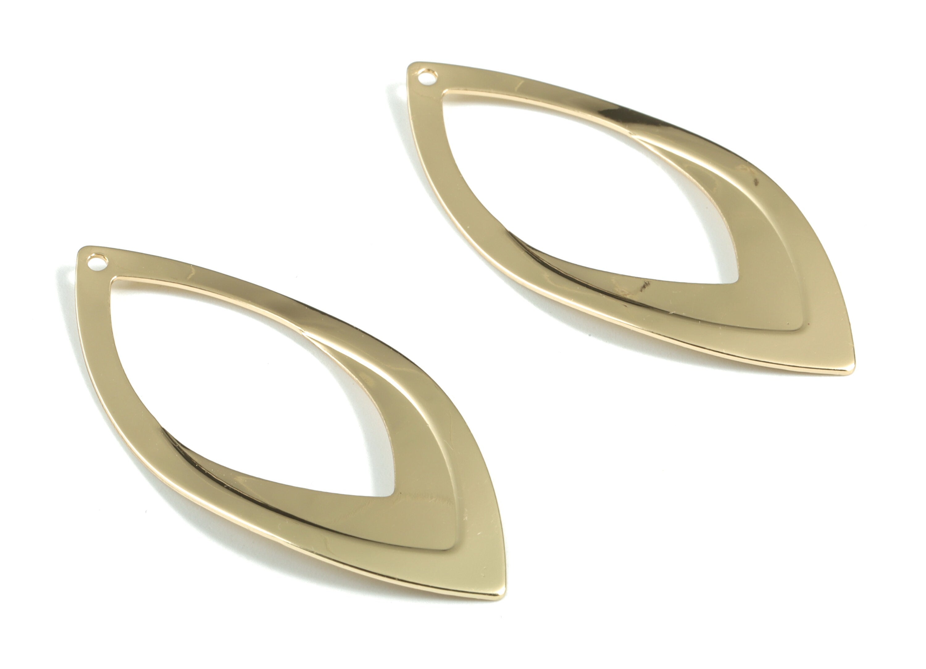 Gold Marquise Pendant - KC Gold Tone Plated Brass Marquise Earring Charms - Earring Findings - Jewelry Supplies - 48x22x1.21mm - PP2433KCG - DOMEDBAZAAR