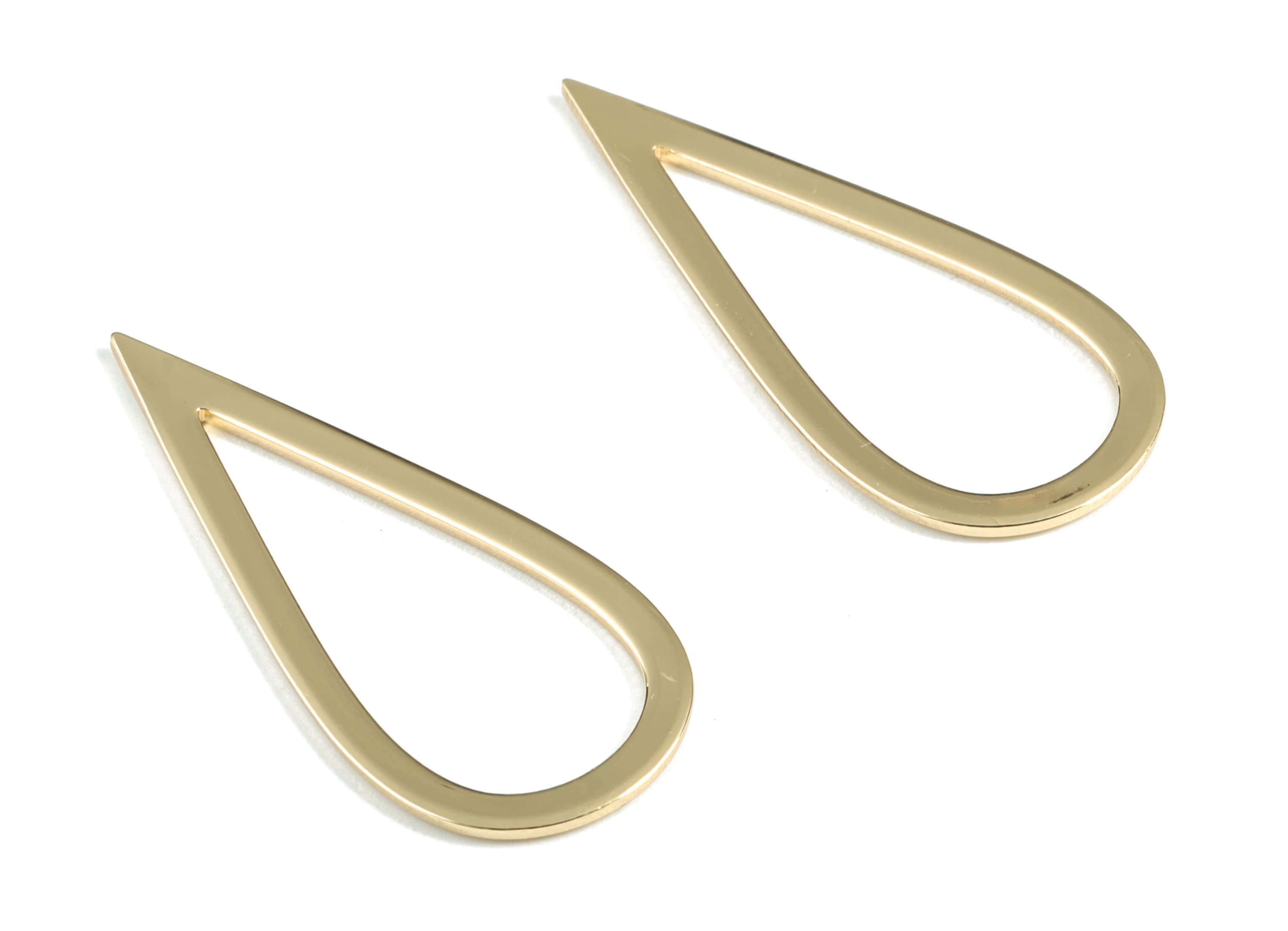 Gold Drop Earring Charms - KC Gold Tone Plated Brass Drop Pendant - Earring Findings - Jewelry Supplies - 35.57x15.6x1.1mm - PP1932KCG - DOMEDBAZAAR