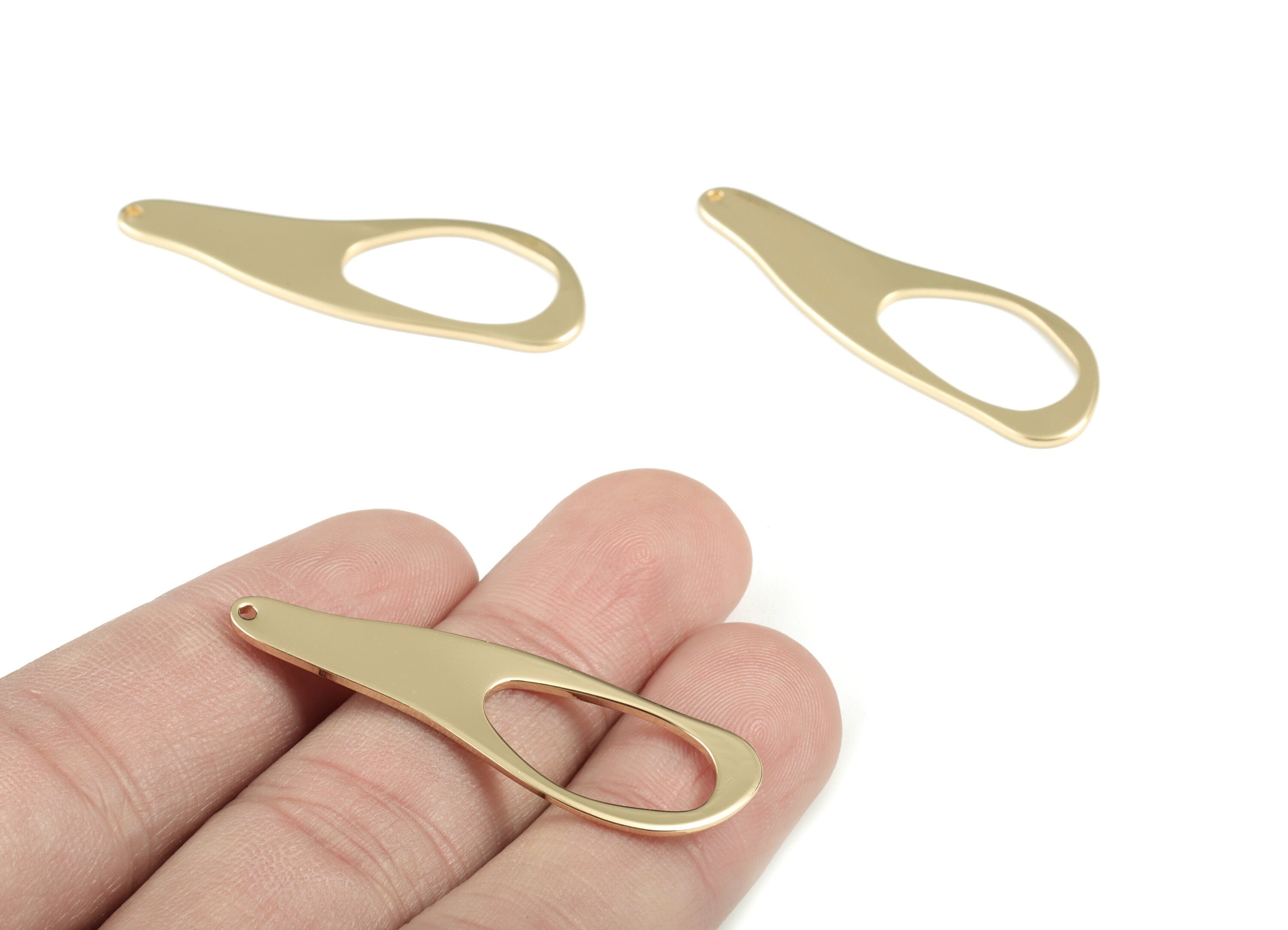 Personalized stamping blank - Gold Irregular Earring Charms - KC Gold Tone Plated Brass Drop Charms - 43x13x1mm - PP1964KCG - DOMEDBAZAAR
