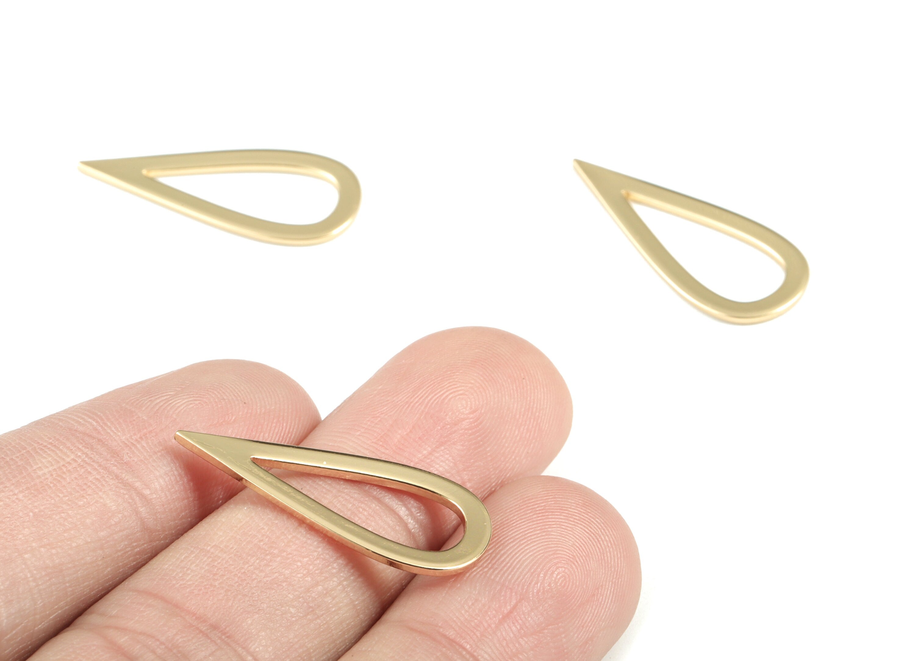 Gold Drop Earring Charms - KC Gold Tone Plated Brass Drop Pendant - Earring Findings - Jewelry Supplies - 27.34x11.61x1.05mm - PP1933KCG - DOMEDBAZAAR