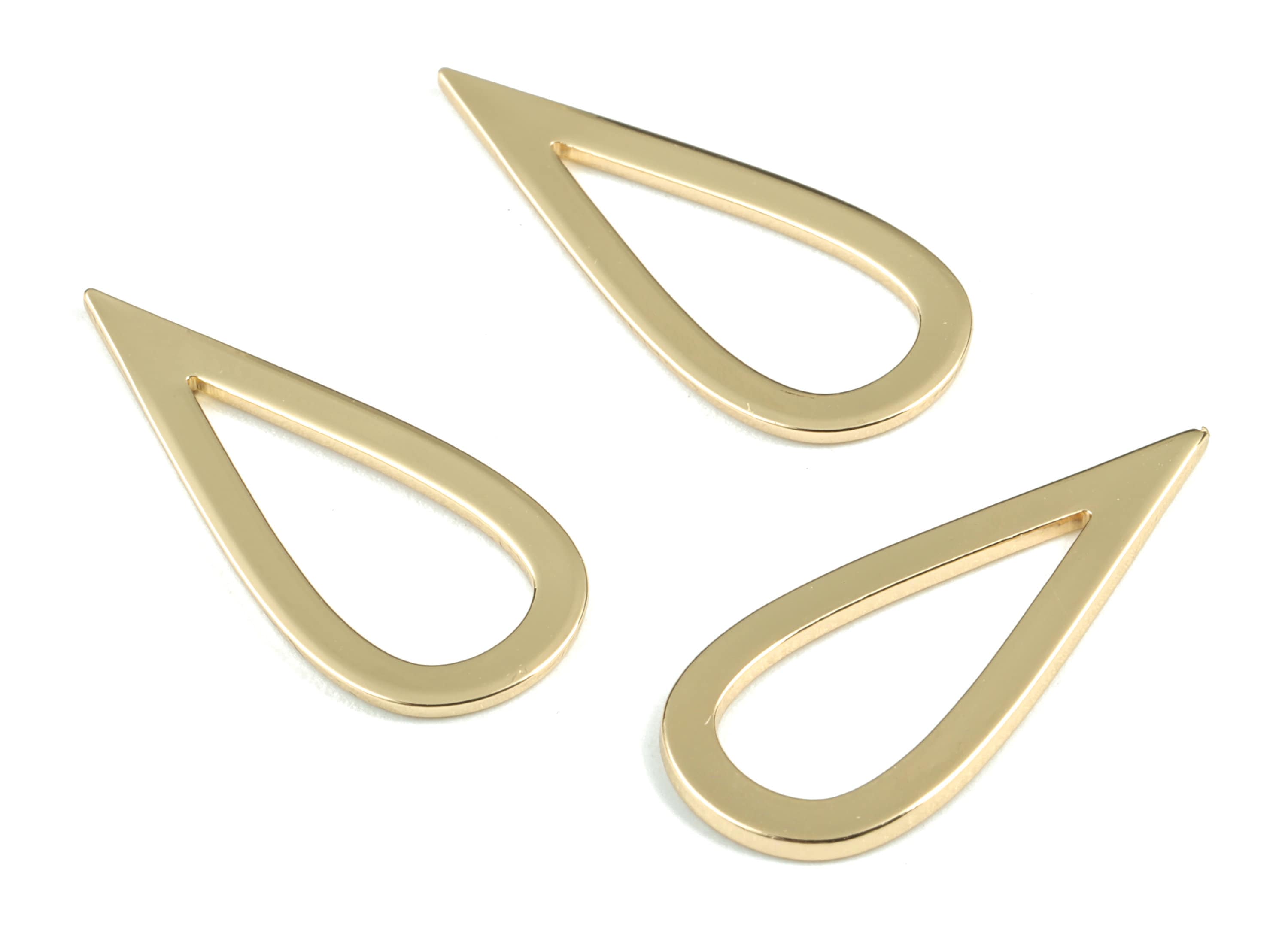 Gold Drop Earring Charms - KC Gold Tone Plated Brass Drop Pendant - Earring Findings - Jewelry Supplies - 27.34x11.61x1.05mm - PP1933KCG - DOMEDBAZAAR