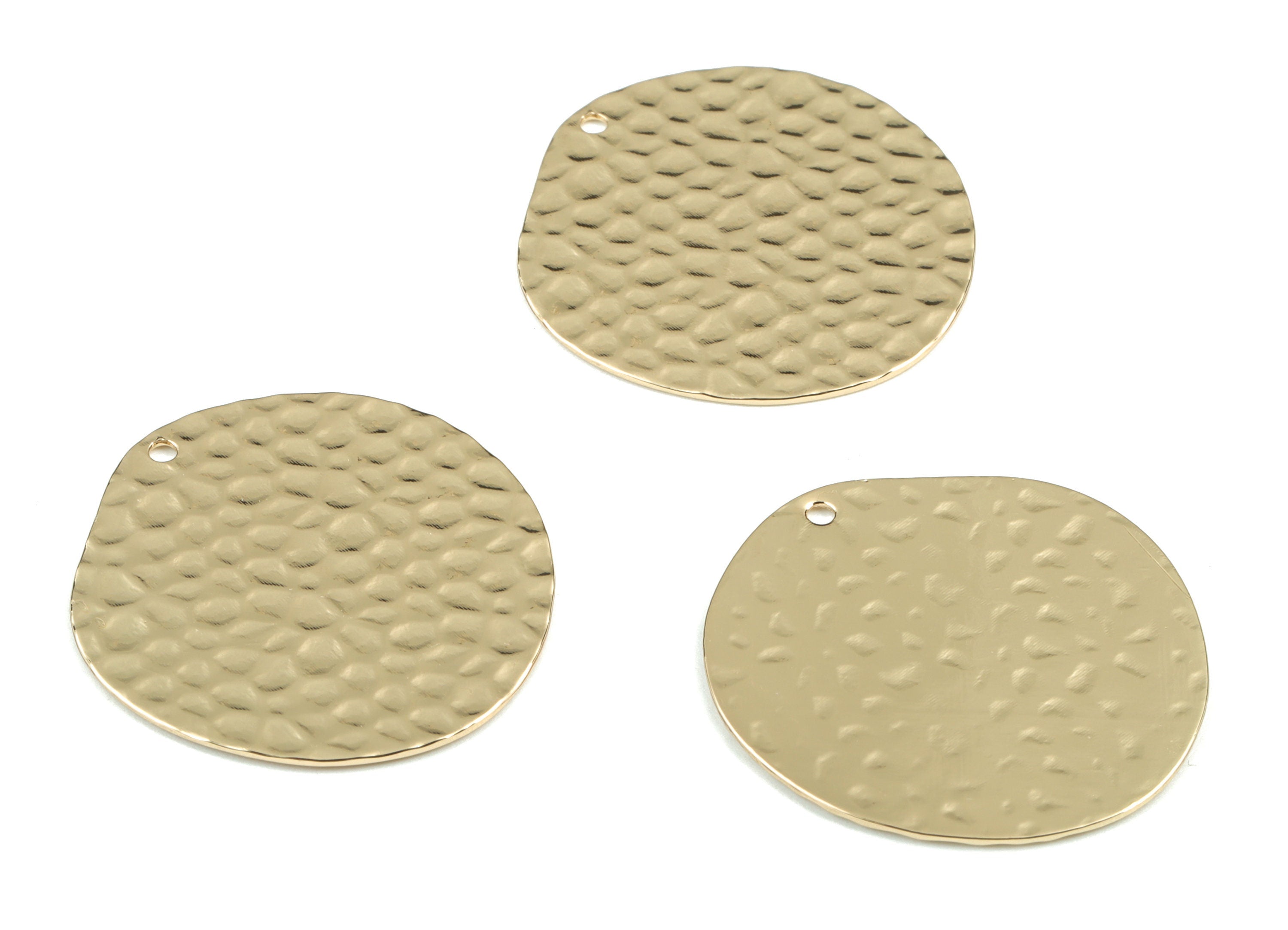 Gold Hammered Round Charm - KC Gold Tone Plated Brass Hammered Circle Earring Charms - Jewelry Supplies - 29.1x27.95x0.64mm - PP2084KCG - DOMEDBAZAAR