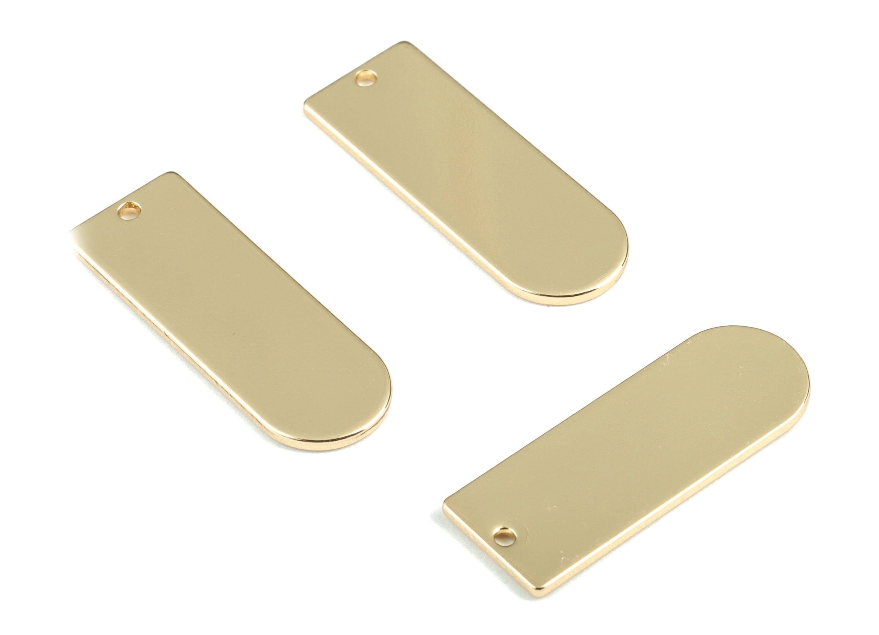 Personalized stamping blank - Gold Long D Earring Charms - KC Gold Brass Long Oval Charms - Earring Findings - 26.32x9.5x0.99mm - PP1406KCG - DOMEDBAZAAR