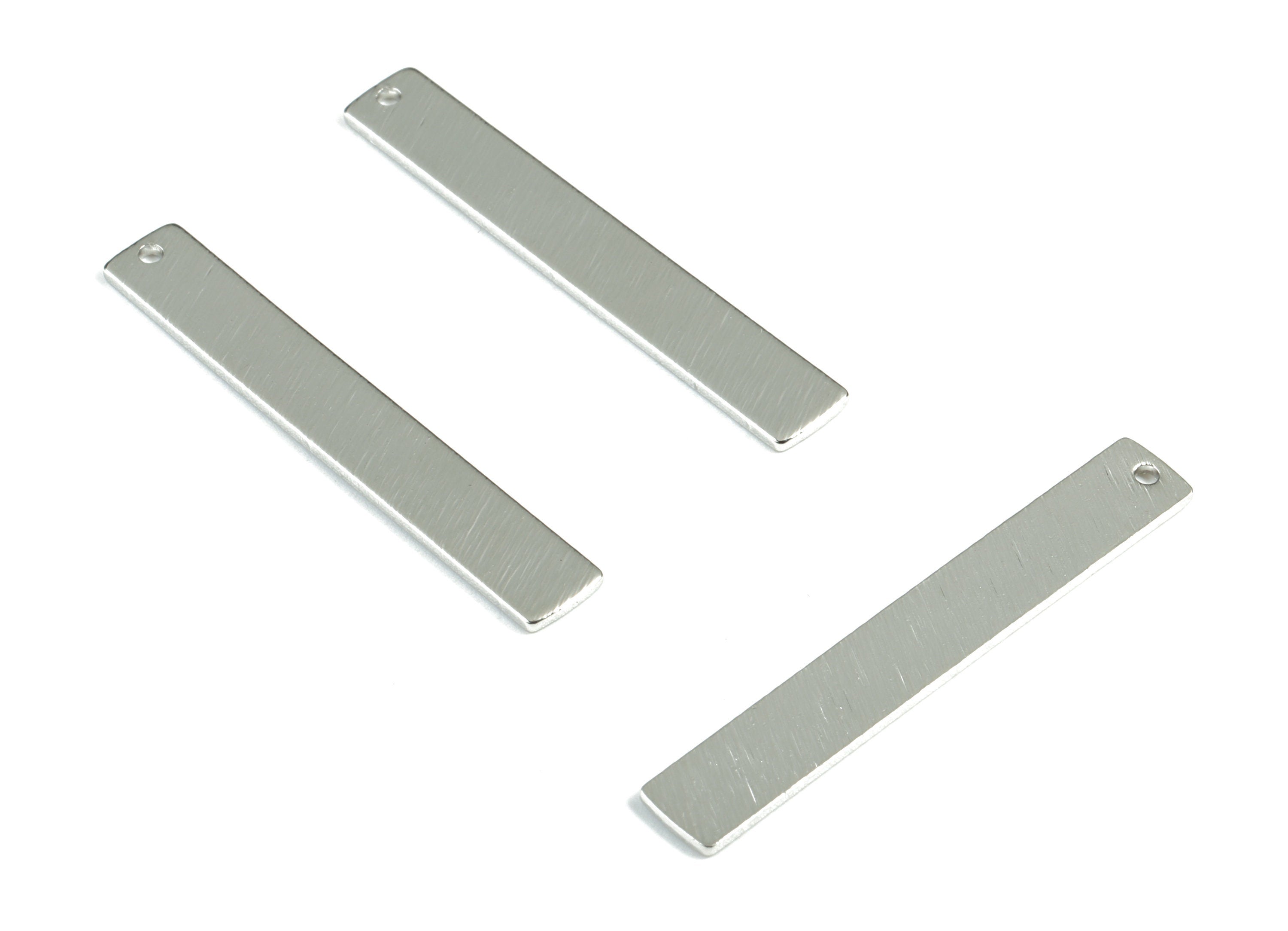 Silver Bar Rectangle Pendant - Silver Tone Plated Brass Long Rectangle Earring Charms - Jewelry Supplies - 40.9x6.13x1.05mm - PP2108S - DOMEDBAZAAR